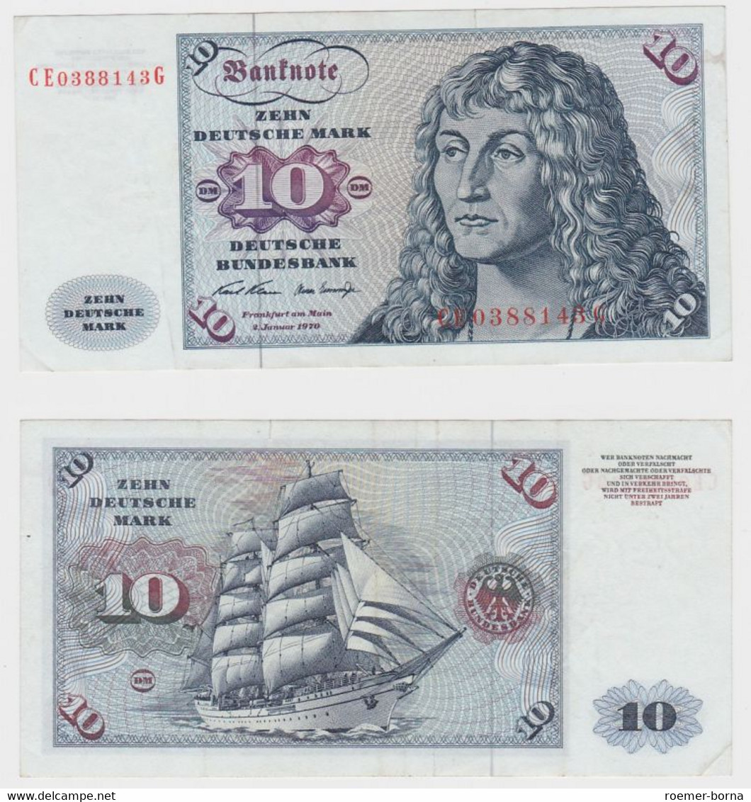 T146207 Banknote 10 DM Deutsche Mark Ro. 270b Schein 2.Jan. 1970 KN CE 0388143 G - 10 DM