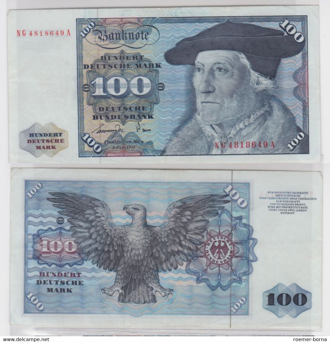 T146244 Banknote 100 DM Deutsche Mark Ro 278a Schein 1.Juni 1977 KN NG 4818649 A - 100 DM