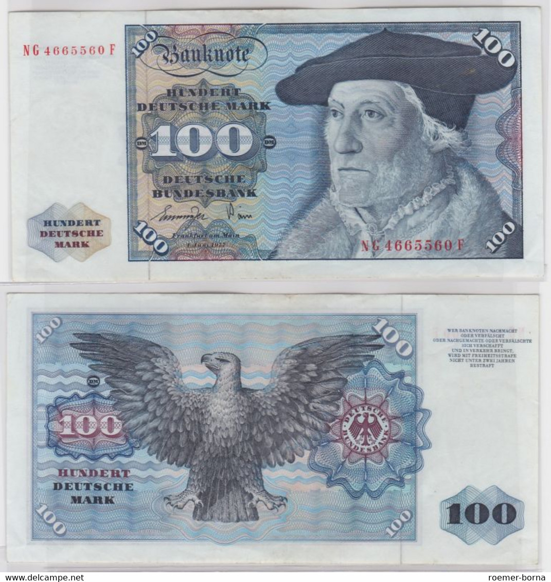 T146275 Banknote 100 DM Deutsche Mark Ro 278a Schein 1.Juni 1977 KN NG 4665560 F - 100 DM