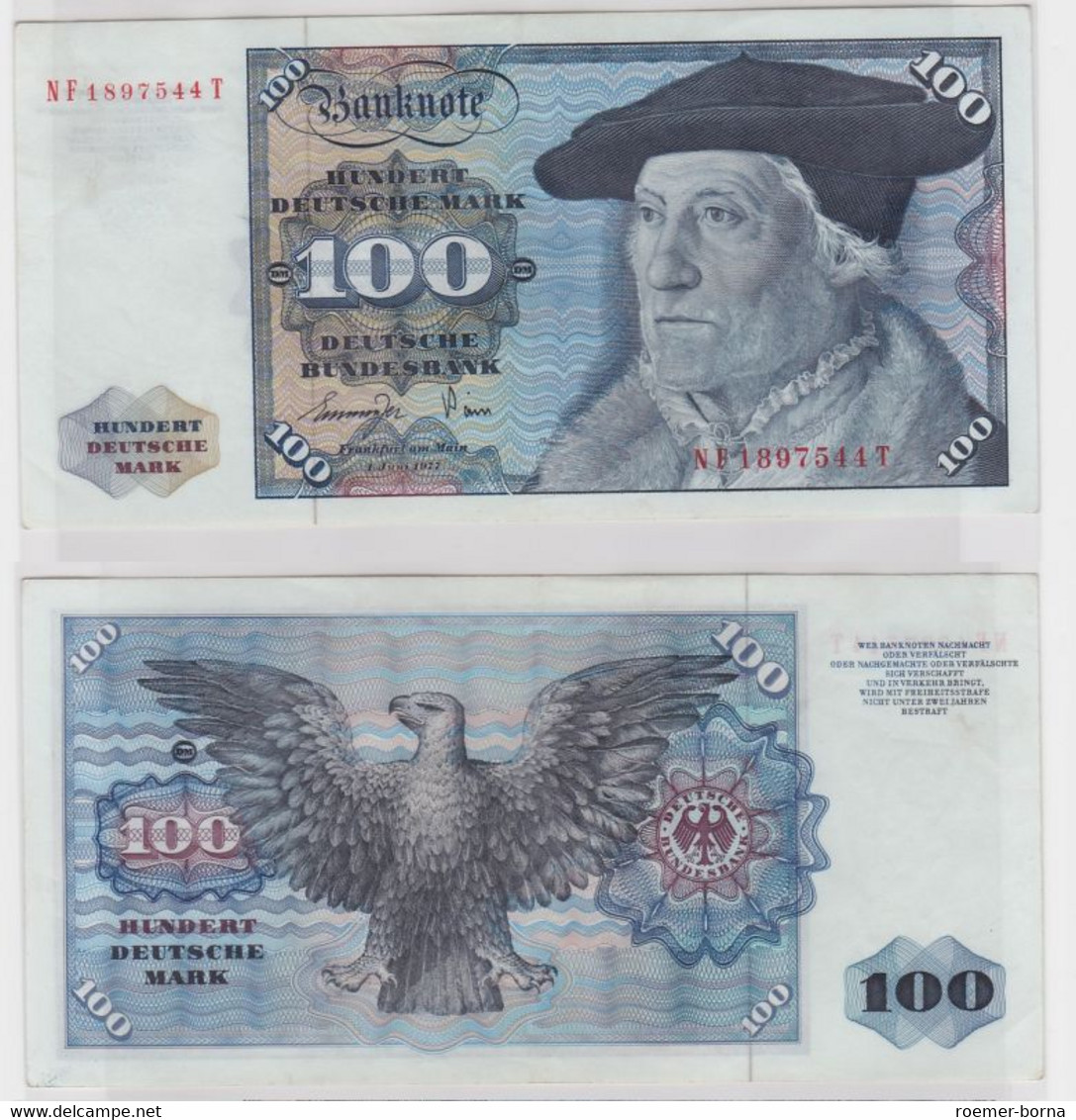 T146315 Banknote 100 DM Deutsche Mark Ro 278a Schein 1.Juni 1977 KN NF 1897544 T - 100 Deutsche Mark