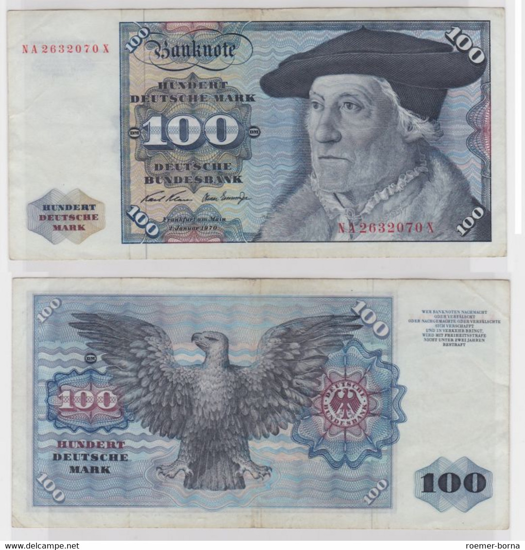 T146327 Banknote 100 DM Deutsche Mark Ro 273a Schein 2.Jan. 1970 KN NA 2632070 X - 100 DM