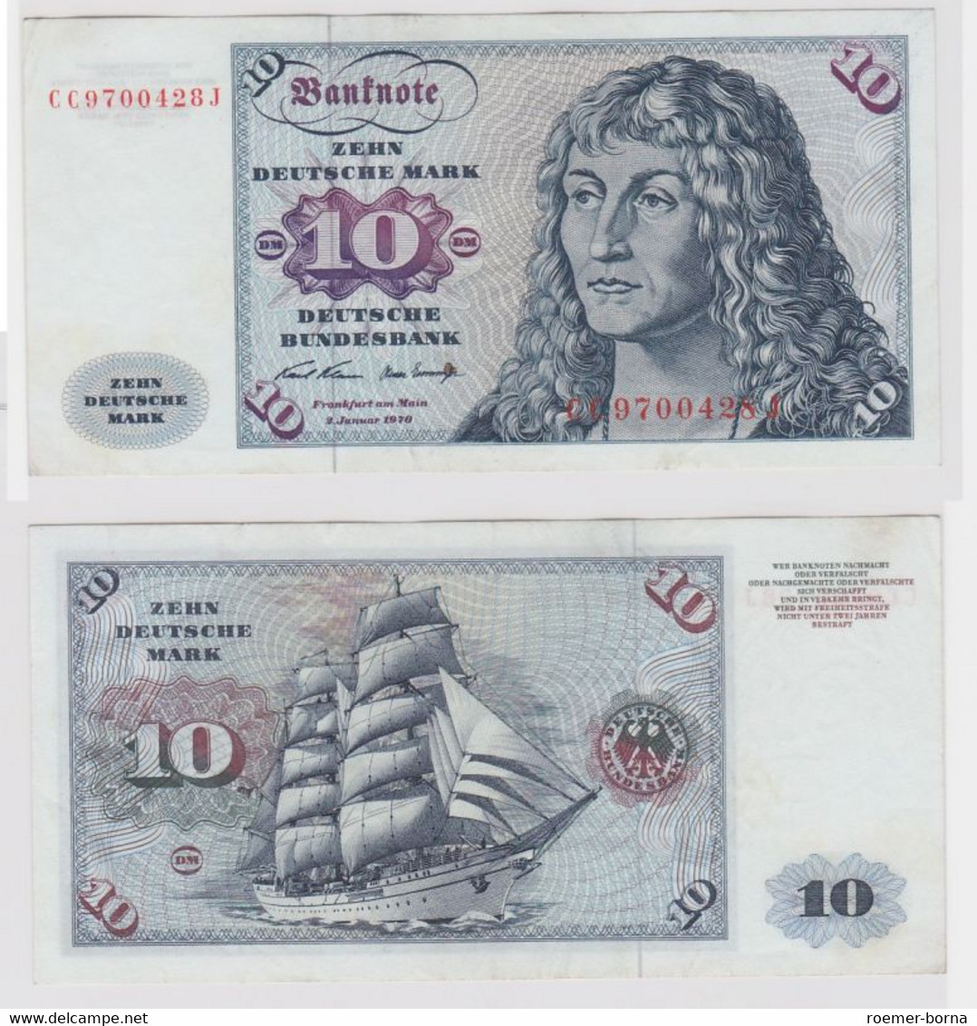 T146337 Banknote 10 DM Deutsche Mark Ro. 270a Schein 2.Jan. 1970 KN CC 9700428 J - 10 Deutsche Mark