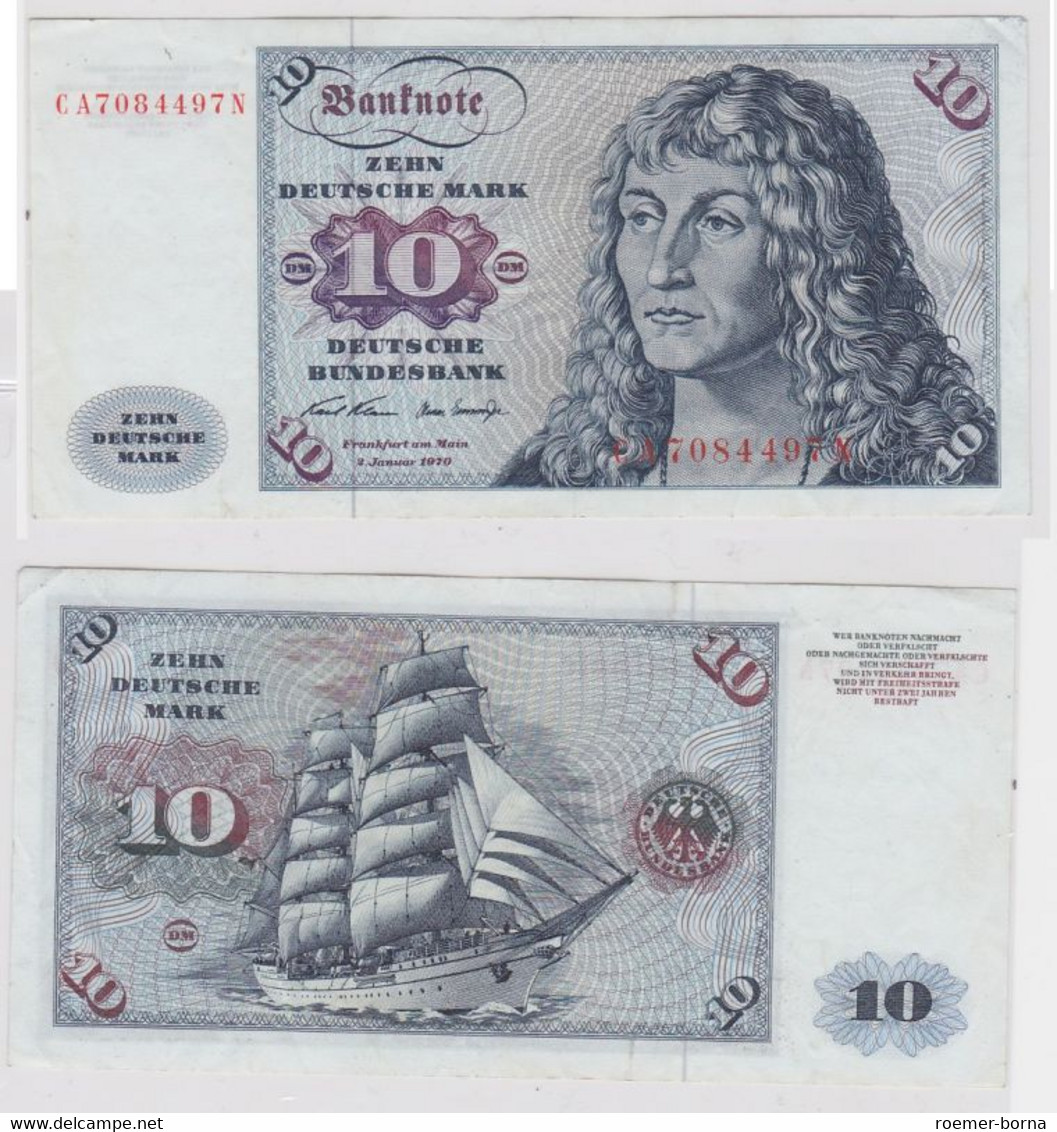 T146354 Banknote 10 DM Deutsche Mark Ro. 270a Schein 2.Jan. 1970 KN CA 7084497 N - 10 Deutsche Mark