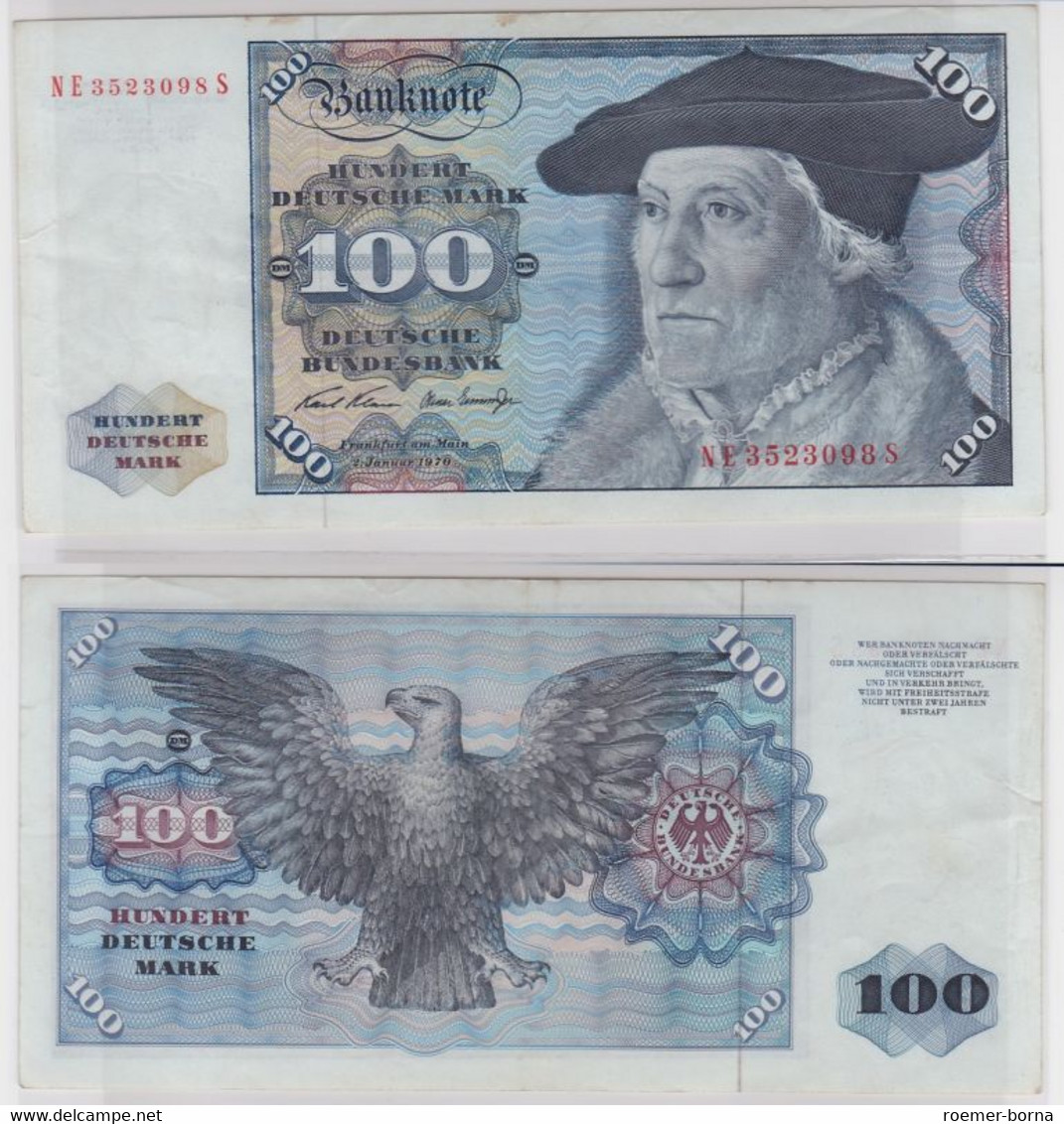 T146362 Banknote 100 DM Deutsche Mark Ro. 273b Schein 2.Jan 1970 KN NE 3523098 S - 100 DM