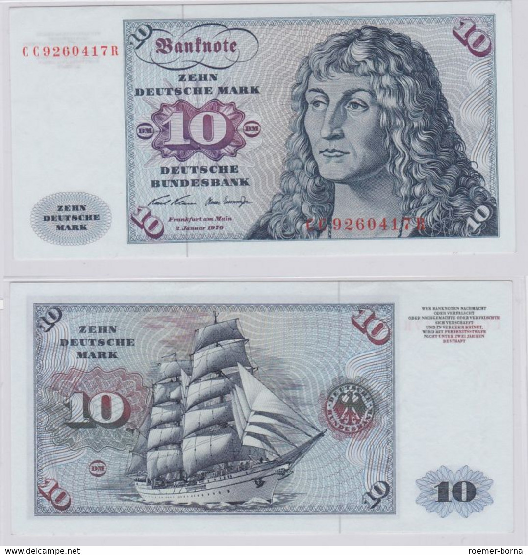 T146374 Banknote 10 DM Deutsche Mark Ro. 270a Schein 2.Jan. 1970 KN CC 9260417 R - 10 DM