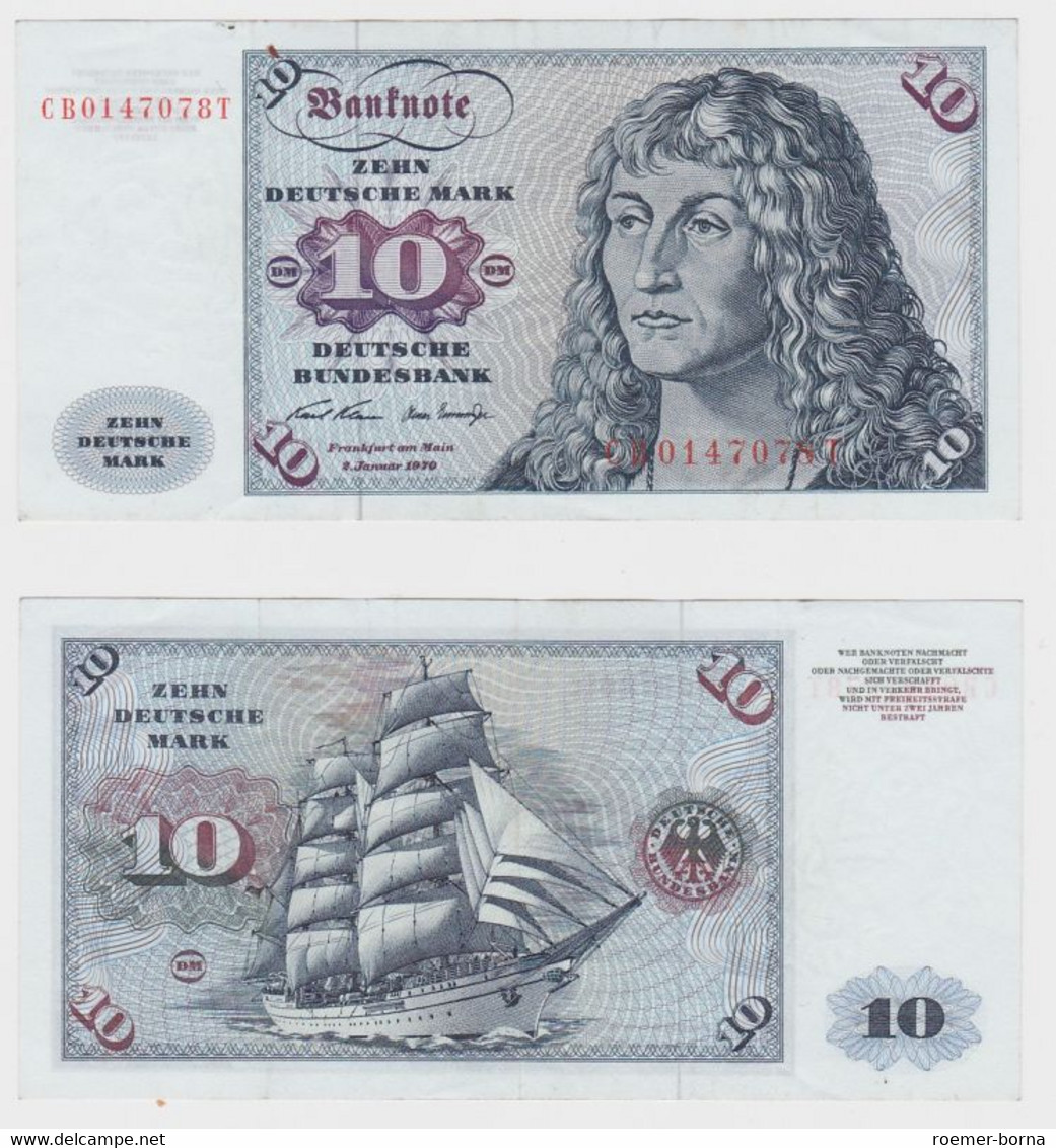 T146378 Banknote 10 DM Deutsche Mark Ro. 270a Schein 2.Jan. 1970 KN CB 0147078 T - 10 DM