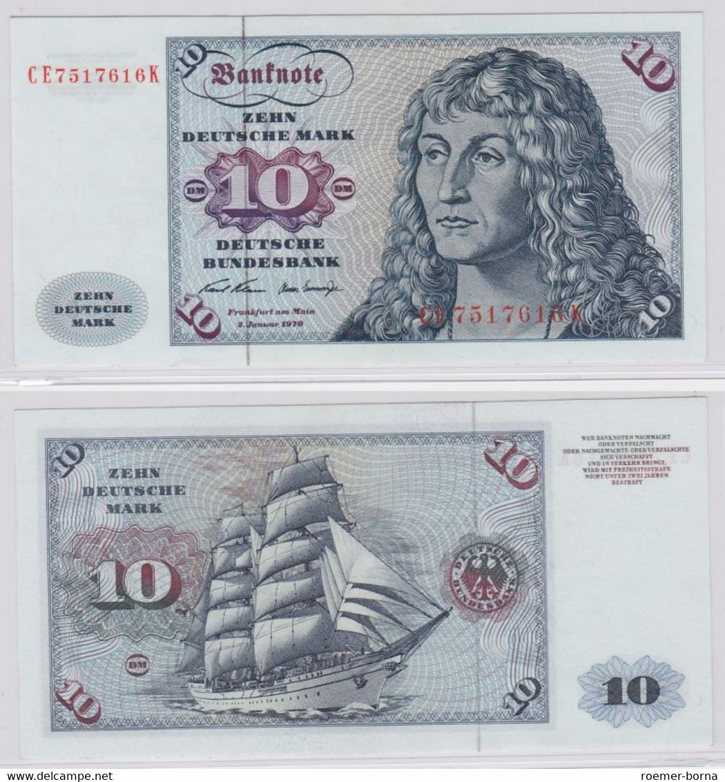 T146385 Banknote 10 DM Deutsche Mark Ro. 270b Schein 2.Jan. 1970 KN CE 7517616 K - 10 Deutsche Mark