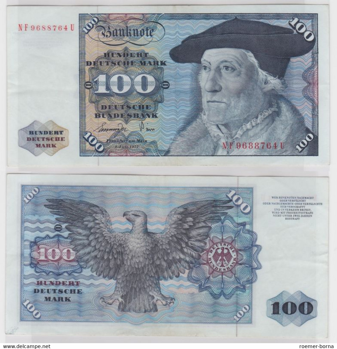 T146388 Banknote 100 DM Deutsche Mark Ro 278a Schein 1.Juni 1977 KN NF 9688764 U - 100 Deutsche Mark