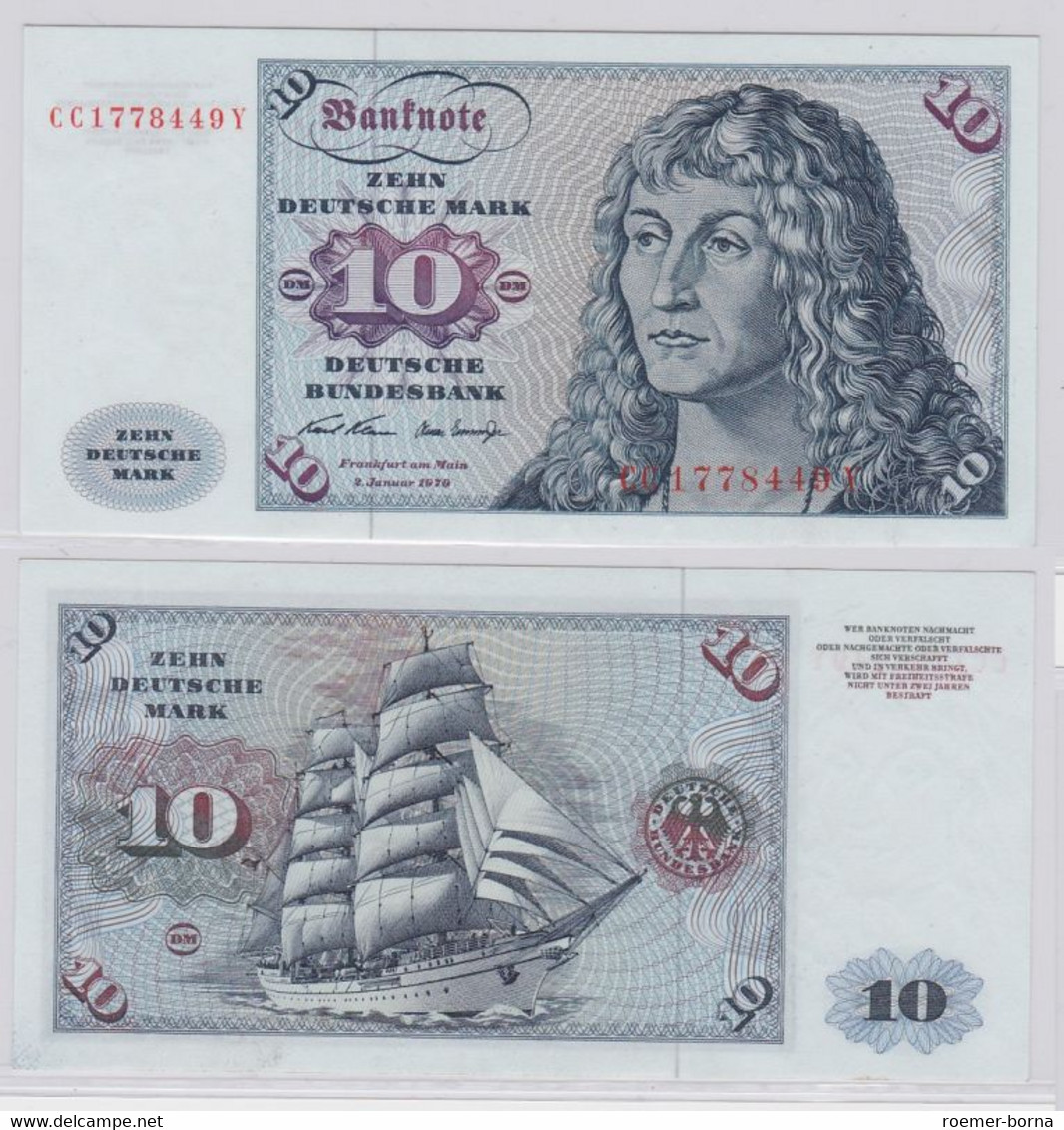 T146395 Banknote 10 DM Deutsche Mark Ro. 270a Schein 2.Jan. 1970 KN CC 1778449 Y - 10 Deutsche Mark