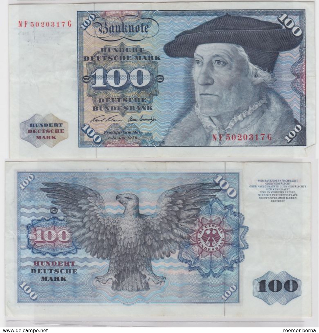 T146402 Banknote 100 DM Deutsche Mark Ro. 273b Schein 2.Jan 1970 KN NF 5020317 G - 100 Deutsche Mark