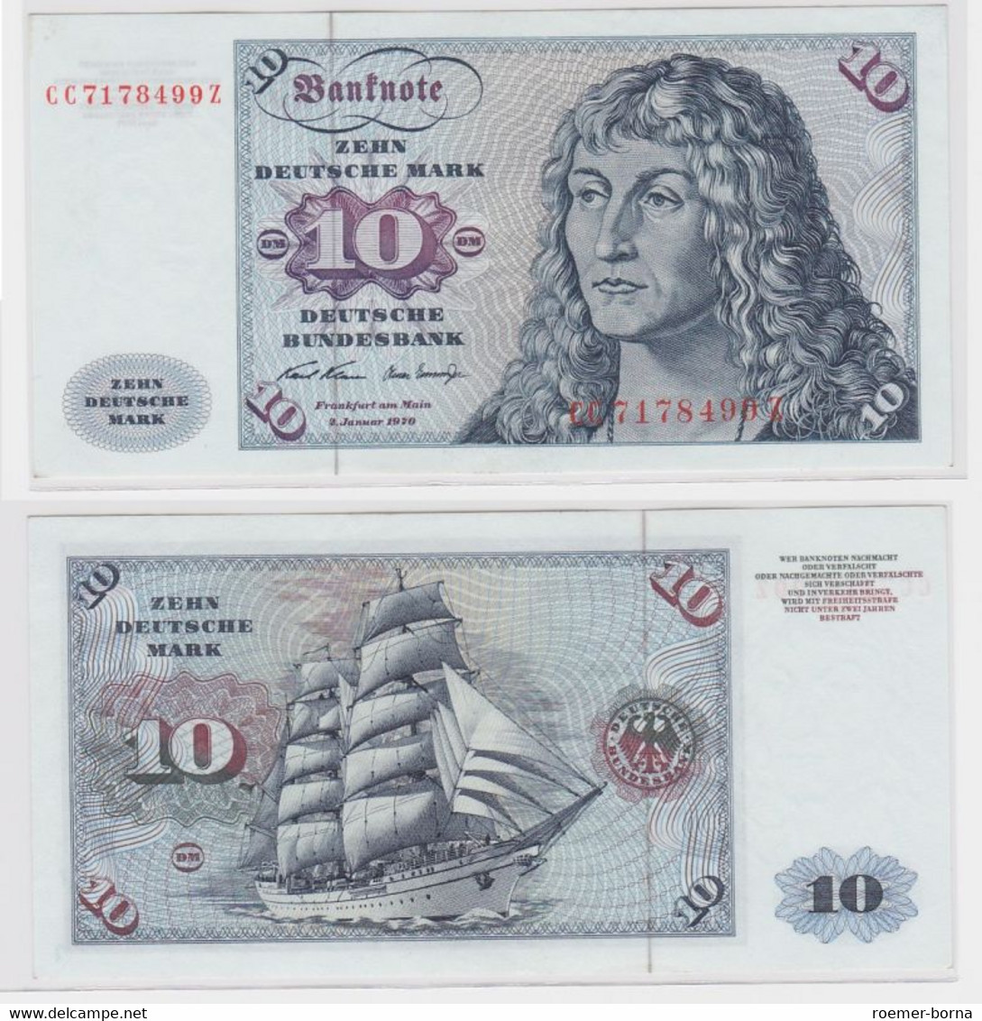 T146405 Banknote 10 DM Deutsche Mark Ro. 270a Schein 2.Jan. 1970 KN CC 7178499 Z - 10 Deutsche Mark