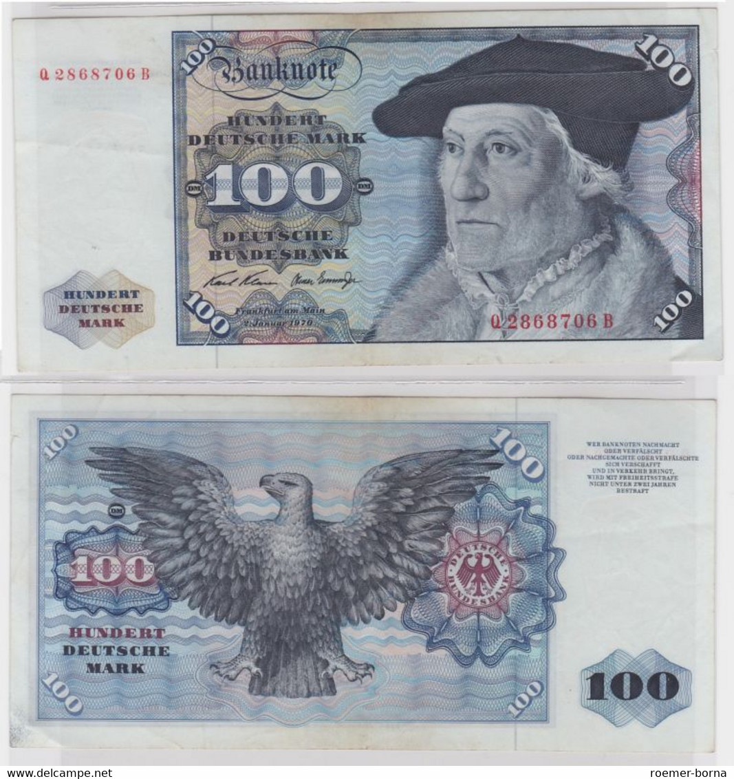 T146421 Banknote 100 DM Deutsche Mark Ro. 273a Schein 2.Jan. 1970 KN Q 2868706 B - 100 DM