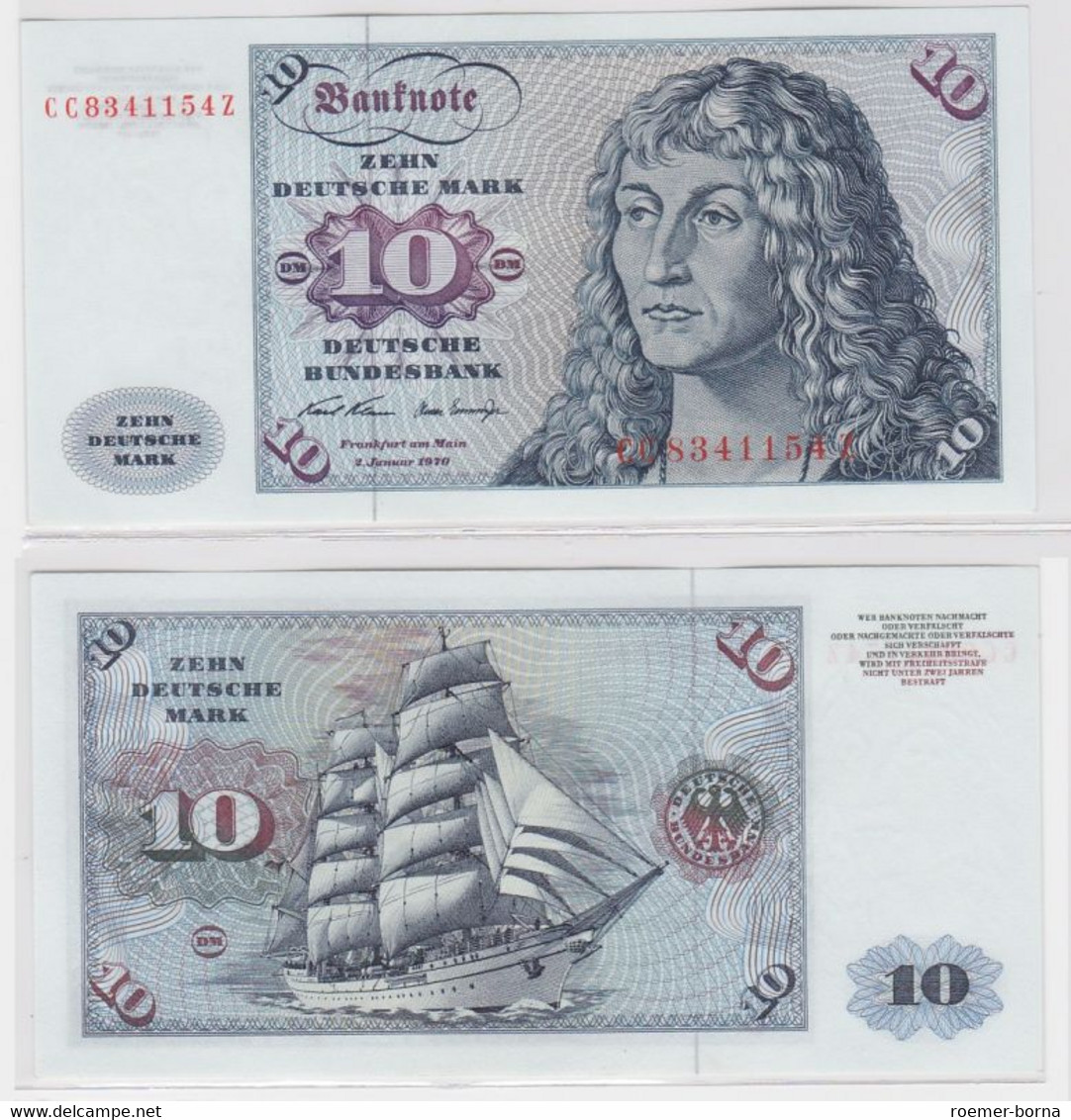 T146422 Banknote 10 DM Deutsche Mark Ro. 270a Schein 2.Jan. 1970 KN CC 8341154 Z - 10 Deutsche Mark