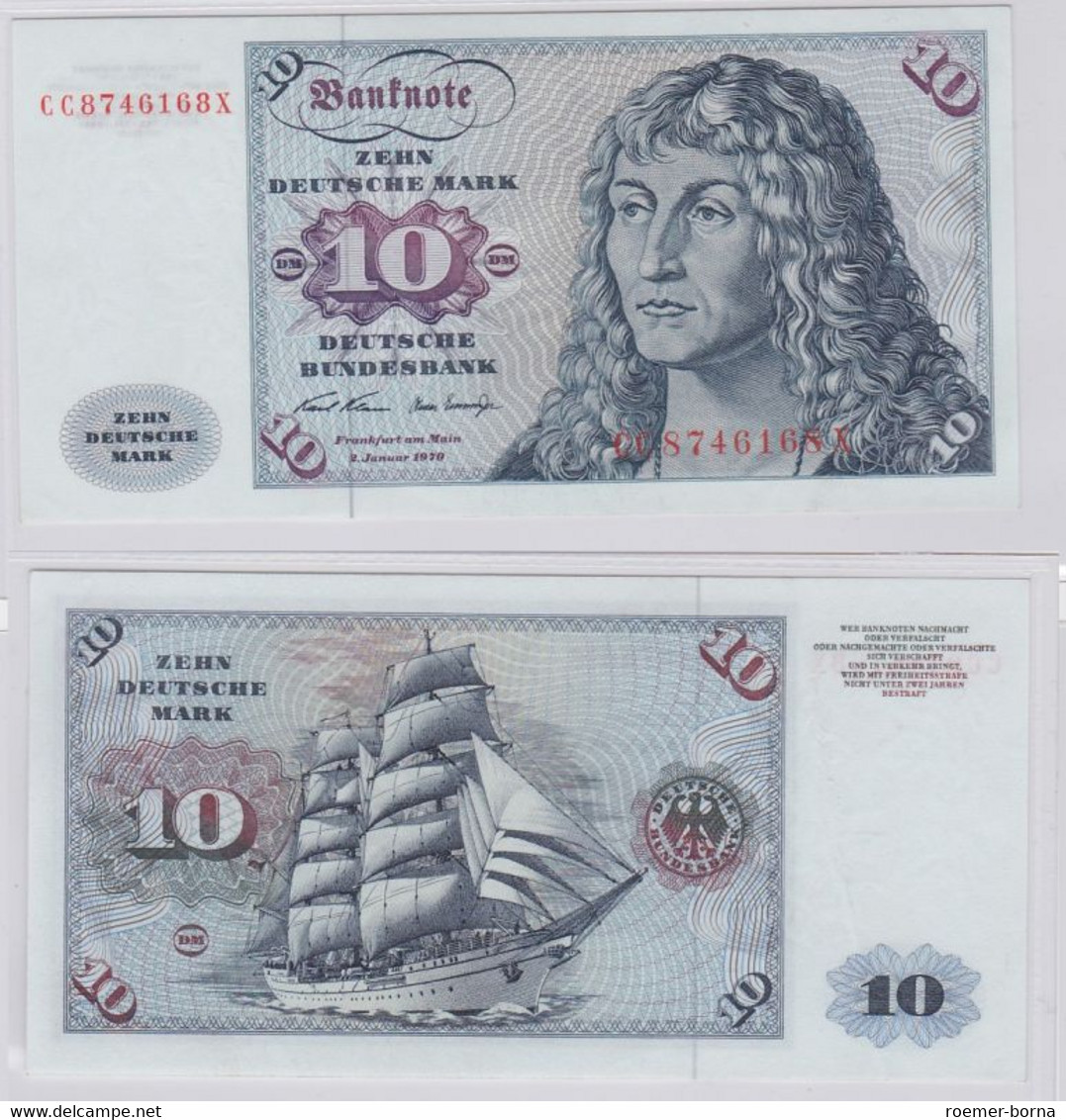 T146482 Banknote 10 DM Deutsche Mark Ro. 270a Schein 2.Jan. 1970 KN CC 8746168 X - 10 Deutsche Mark