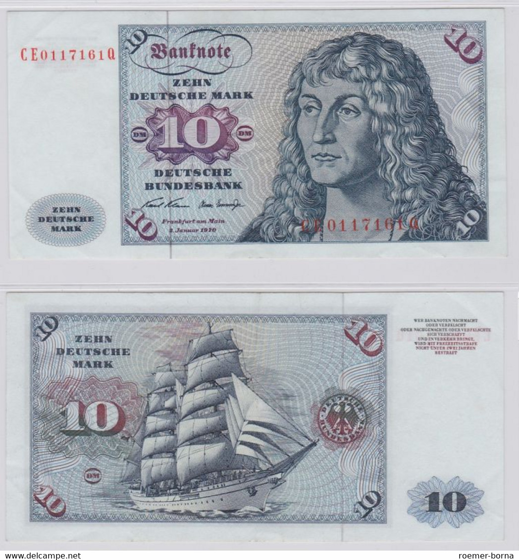 T146493 Banknote 10 DM Deutsche Mark Ro. 270b Schein 2.Jan. 1970 KN CE 0117161 Q - 10 Deutsche Mark