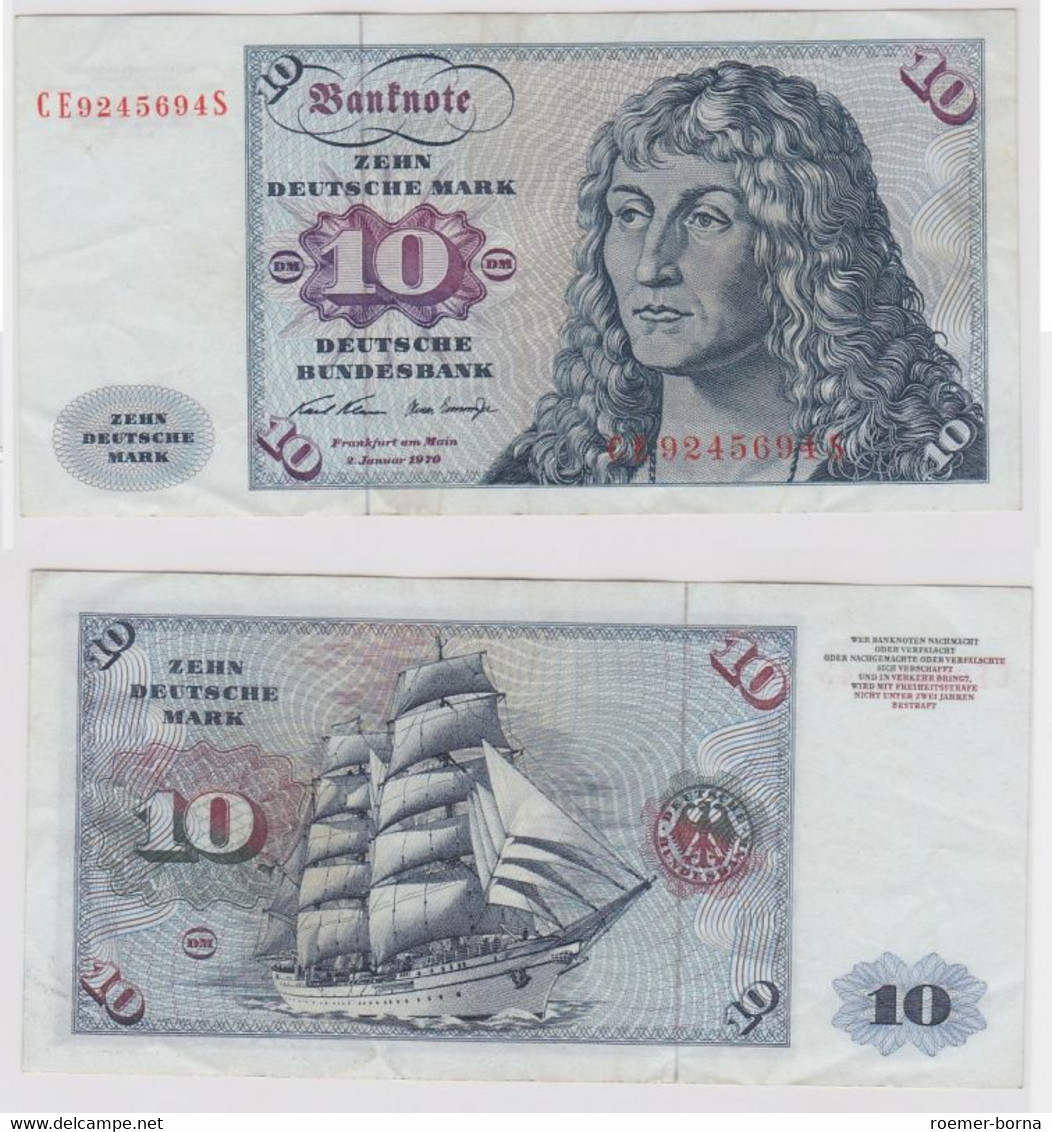 T146494 Banknote 10 DM Deutsche Mark Ro. 270b Schein 2.Jan. 1970 KN CE 9245694 S - 10 Deutsche Mark