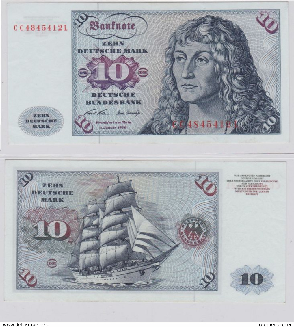 T146497 Banknote 10 DM Deutsche Mark Ro. 270a Schein 2.Jan. 1970 KN CC 4845412 L - 10 Deutsche Mark
