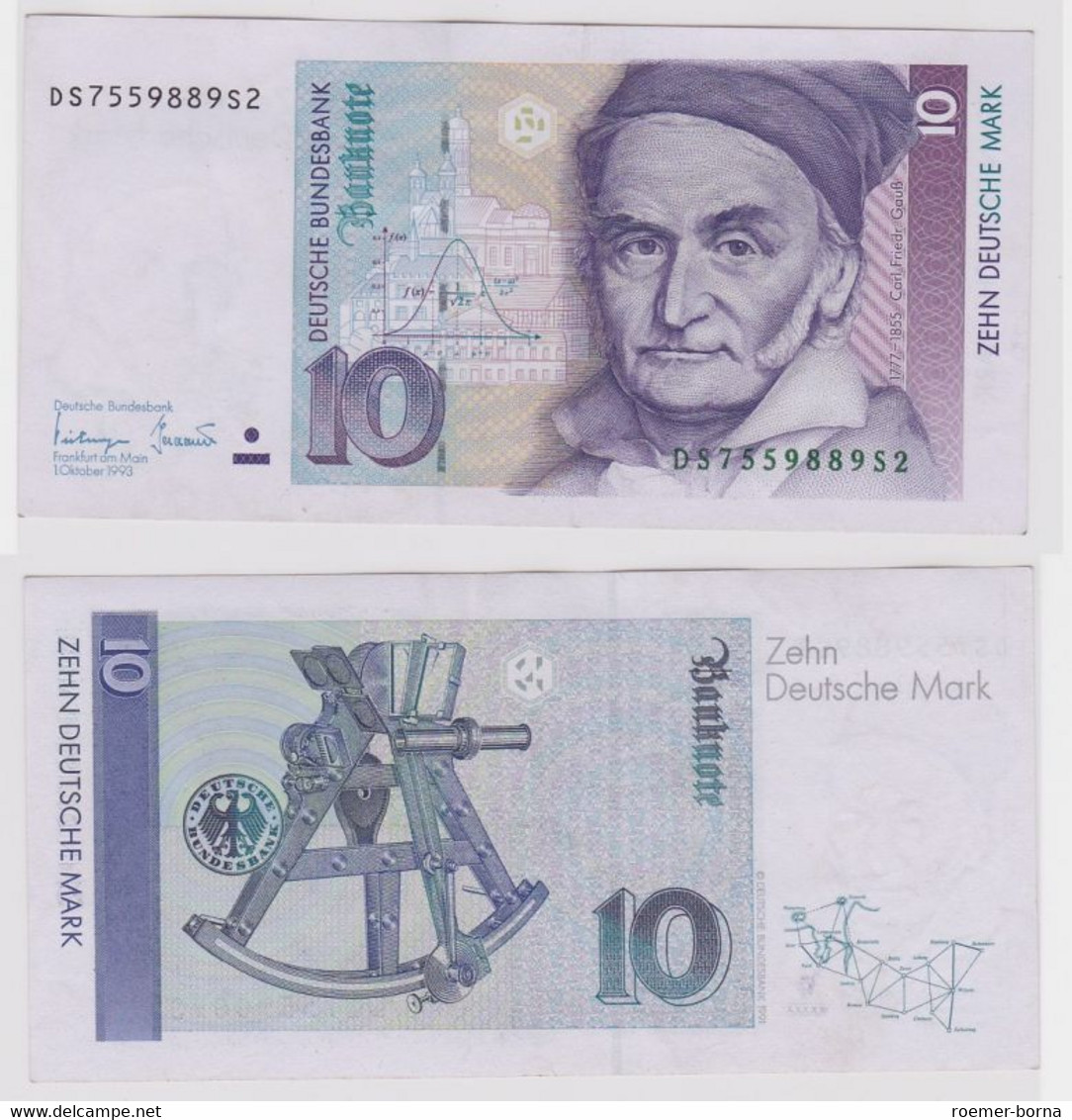 T146499 Banknote 10 DM Deutsche Mark Ro. 303a Schein 1.Okt. 1993 KN DS 7559889S2 - 10 DM