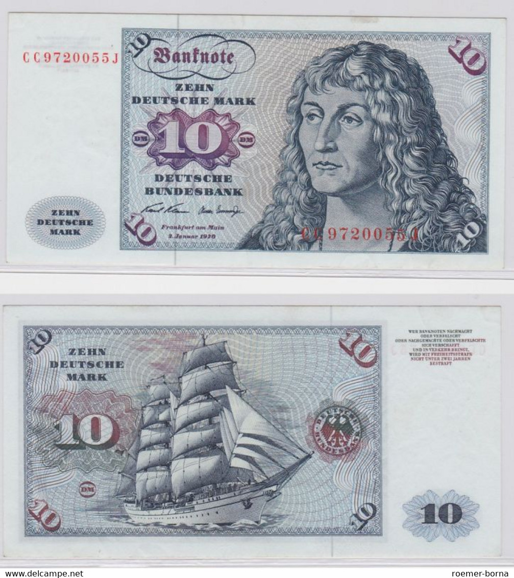 T146500 Banknote 10 DM Deutsche Mark Ro. 270a Schein 2.Jan. 1970 KN CC 9720055 J - 10 Deutsche Mark