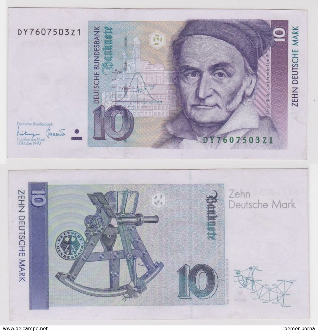 T146501 Banknote 10 DM Deutsche Mark Ro. 303a Schein 1.Okt. 1993 KN DY 7607503Z1 - 10 Deutsche Mark