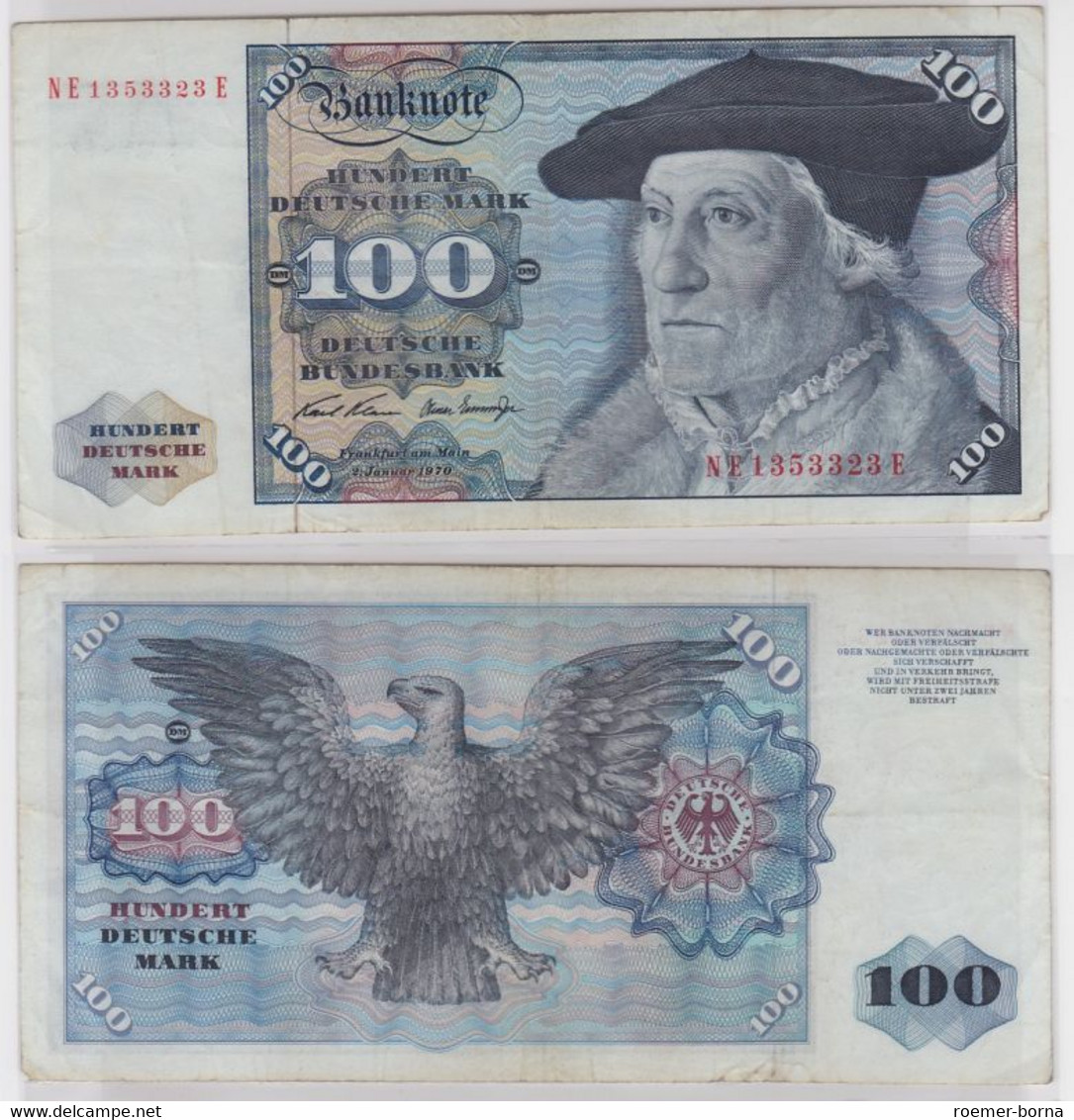 T146504 Banknote 100 DM Deutsche Mark Ro. 273b Schein 2.Jan 1970 KN NE 1353323 E - 100 DM
