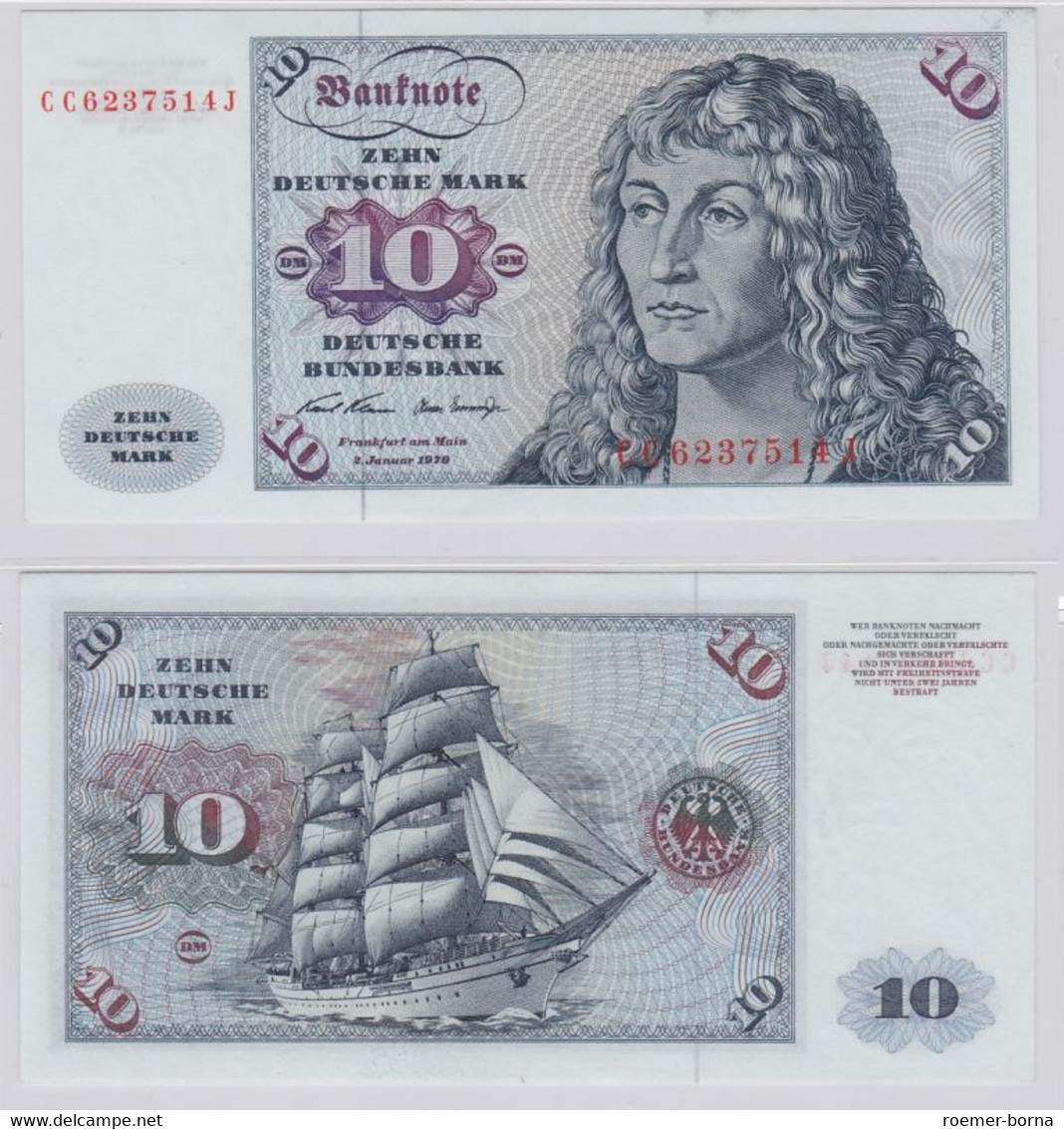T146505 Banknote 10 DM Deutsche Mark Ro. 270a Schein 2.Jan. 1970 KN CC 6237514 J - 10 DM