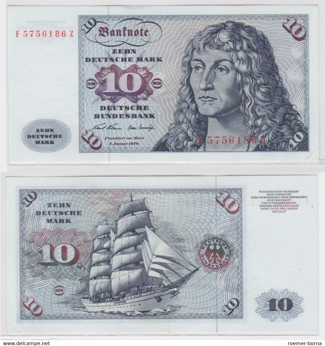 T146511 Banknote 10 DM Deutsche Mark Ro. 270a Schein 2.Jan. 1970 KN F 5756186 Z - 10 Deutsche Mark