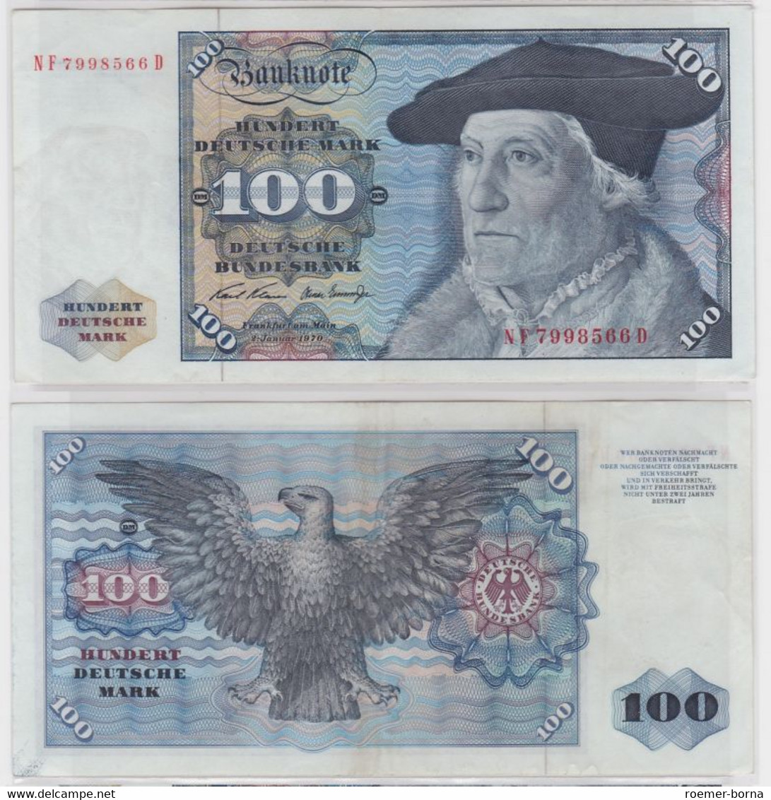 T146514 Banknote 100 DM Deutsche Mark Ro. 273b Schein 2.Jan 1970 KN NF 7998566 D - 100 DM