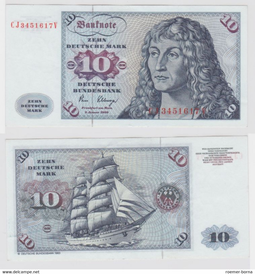 T146516 Banknote 10 DM Deutsche Mark Ro. 286a Schein 2.Jan. 1980 KN CJ 3451617 V - 10 DM
