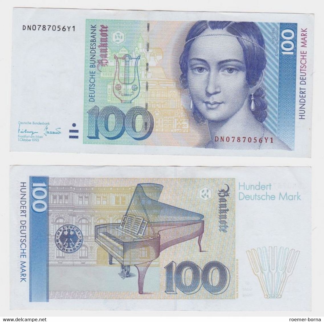 T146524 Banknote 100 DM Deutsche Mark Ro 306a Schein 1.Okt. 1993 KN DN 0787056Y1 - 100 Deutsche Mark