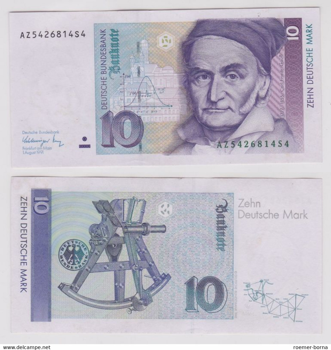 T146529 Banknote 10 DM Deutsche Mark Ro. 297a Schein 1.Aug. 1991 KN AZ 5426814S4 - 10 DM