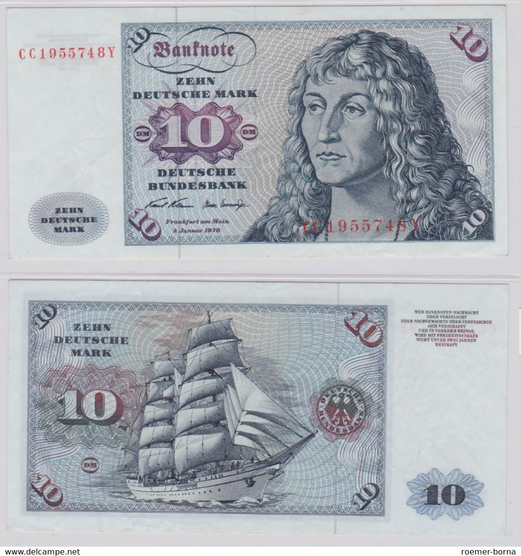 T146530 Banknote 10 DM Deutsche Mark Ro. 270a Schein 2.Jan. 1970 KN CC 1955748 Y - 10 Deutsche Mark