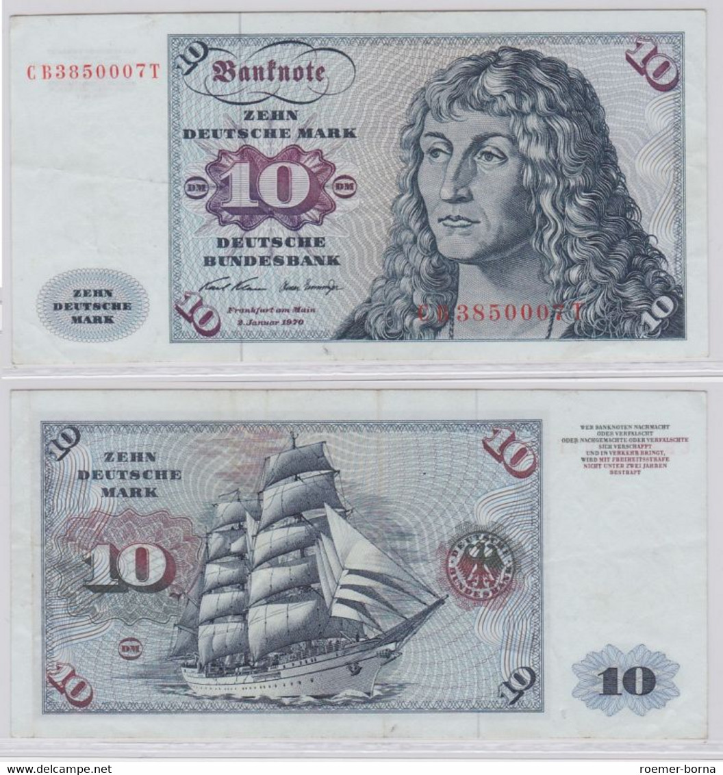 T146551 Banknote 10 DM Deutsche Mark Ro. 270a Schein 2.Jan. 1970 KN CB 3850007 T - 10 DM