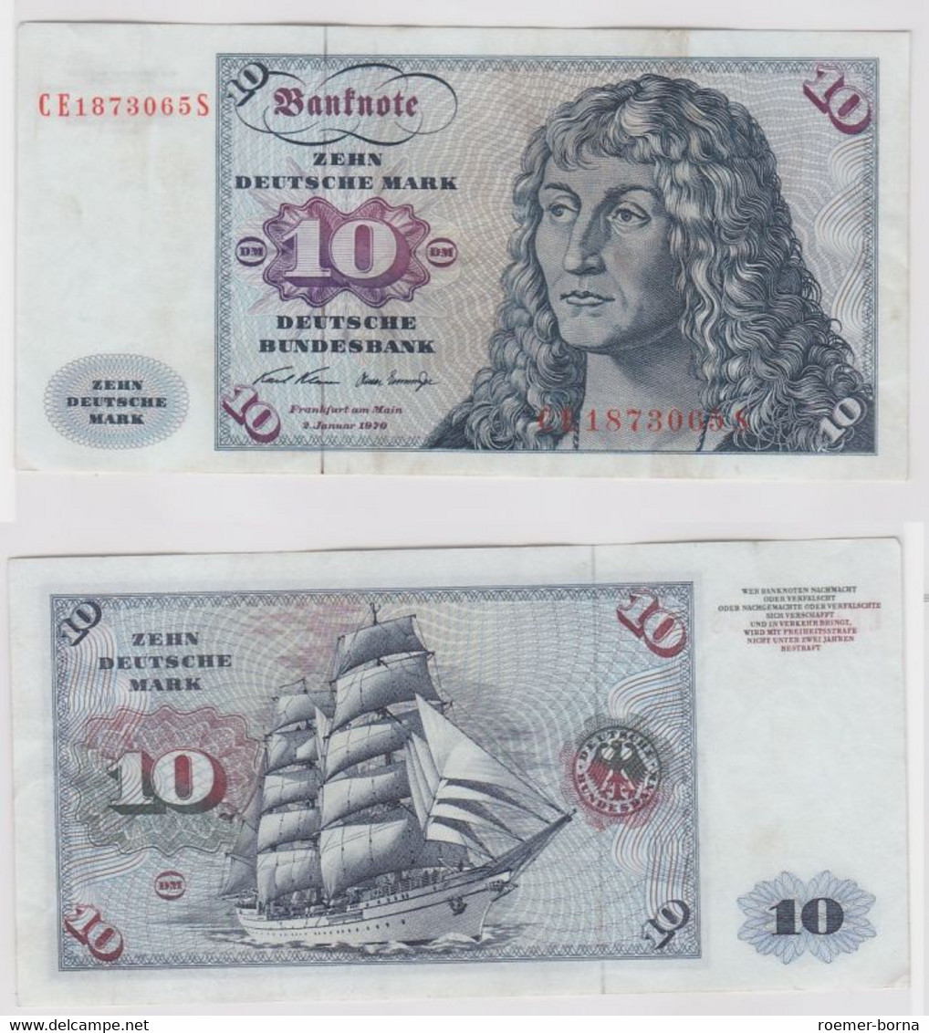 T146556 Banknote 10 DM Deutsche Mark Ro. 270b Schein 2.Jan. 1970 KN CE 1873065 S - 10 DM