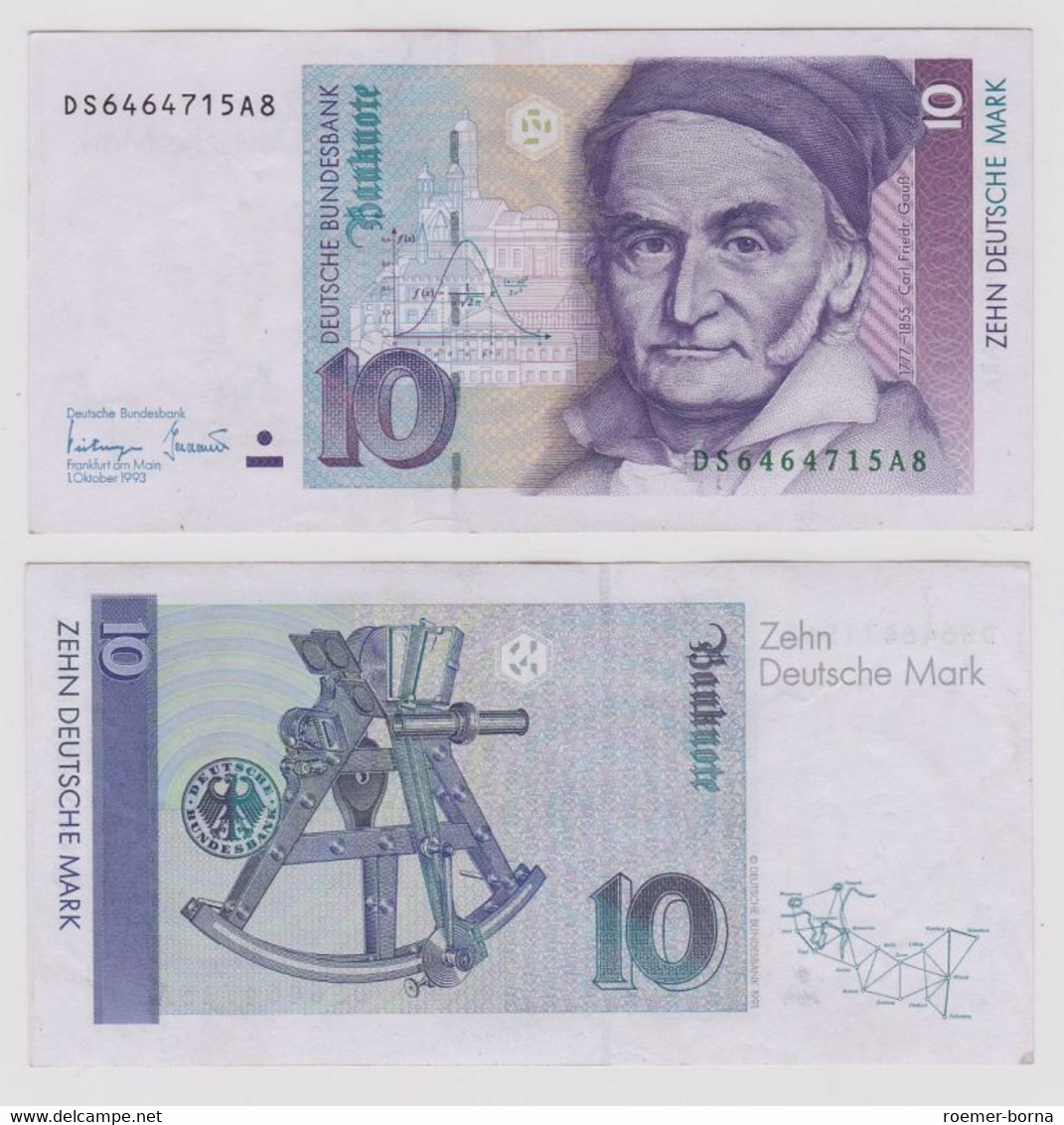T146572 Banknote 10 DM Deutsche Mark Ro. 303a Schein 1.Okt. 1993 KN DS 6464715A8 - 10 DM