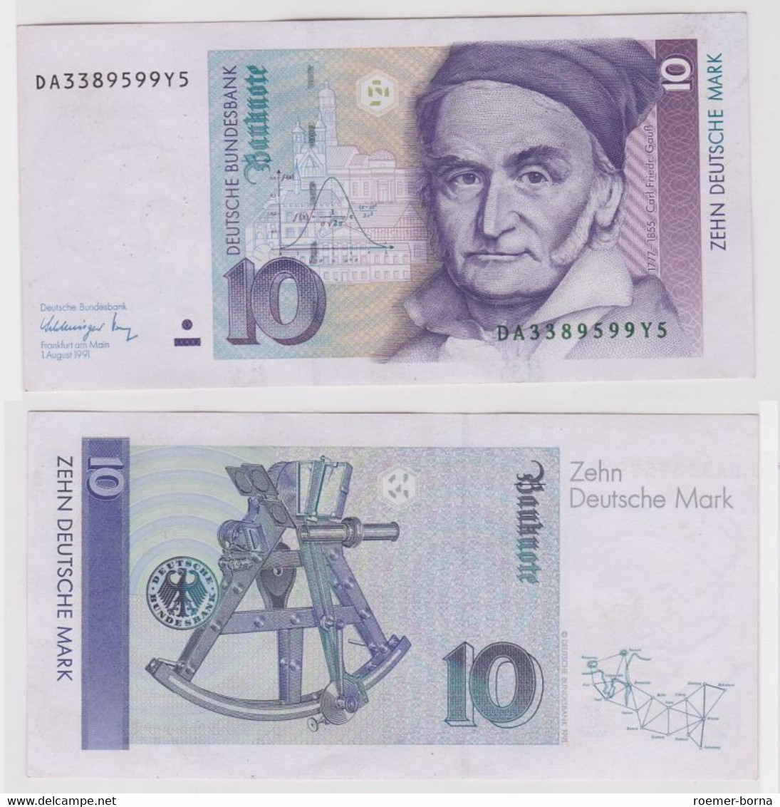 T146578 Banknote 10 DM Deutsche Mark Ro. 297a Schein 1.Aug. 1991 KN DA 3389599Y5 - 10 DM