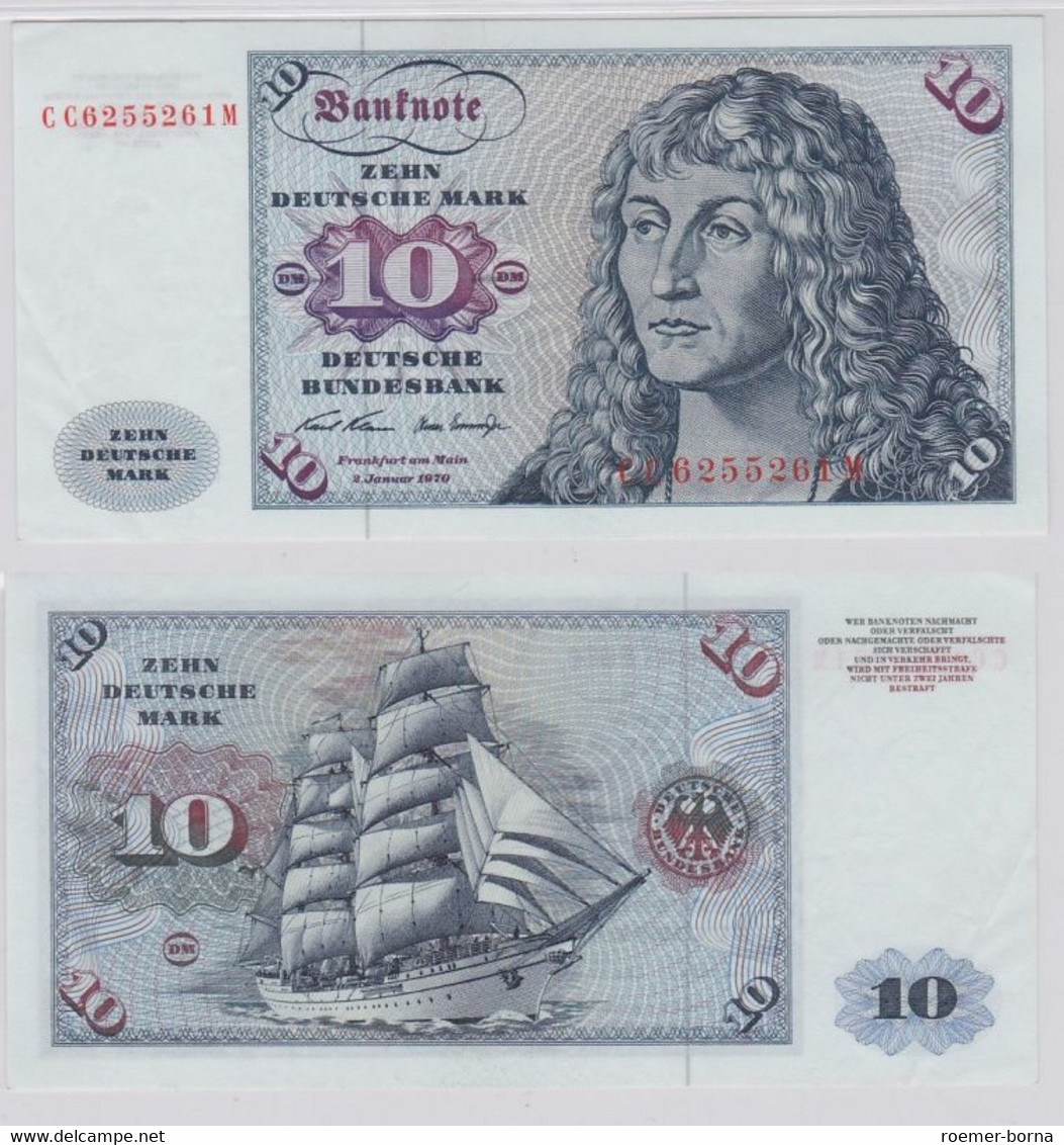 T146596 Banknote 10 DM Deutsche Mark Ro. 270a Schein 2.Jan. 1970 KN CC 6255261 M - 10 DM