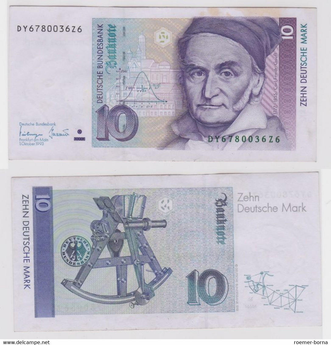 T146716 Banknote 10 DM Deutsche Mark Ro. 303a Schein 1.Okt. 1993 KN DY 6780036Z6 - 10 Deutsche Mark