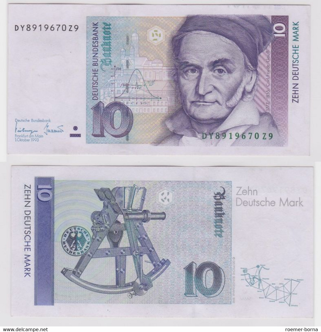 T146717 Banknote 10 DM Deutsche Mark Ro. 303a Schein 1.Okt. 1993 KN DY 8919670Z9 - 10 Deutsche Mark