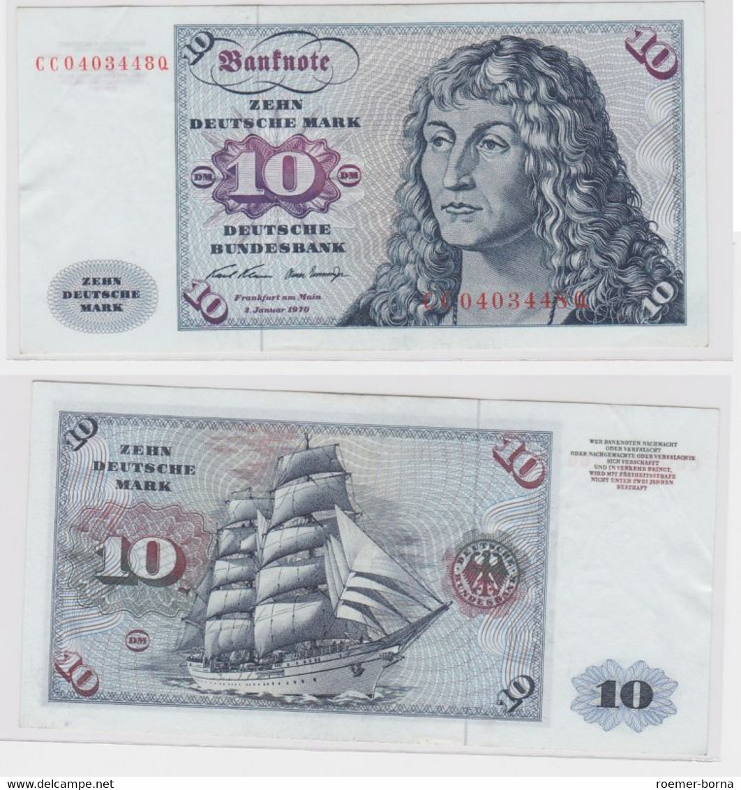 T146750 Banknote 10 DM Deutsche Mark Ro. 270a Schein 2.Jan. 1970 KN CC 0403448 Q - 10 DM