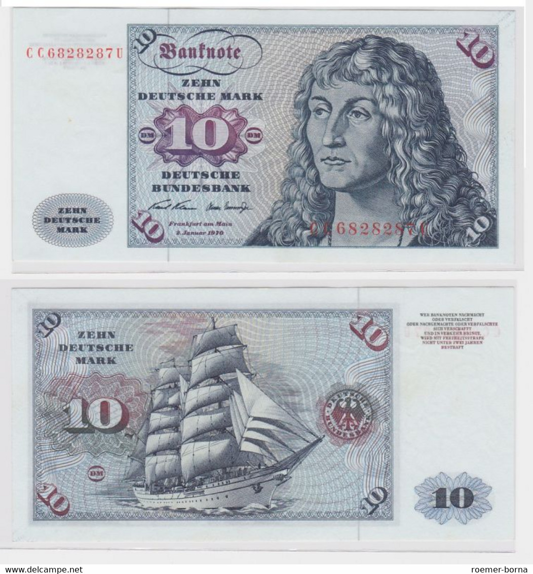 T146754 Banknote 10 DM Deutsche Mark Ro. 270a Schein 2.Jan. 1970 KN CC 6828287 U - 10 Deutsche Mark