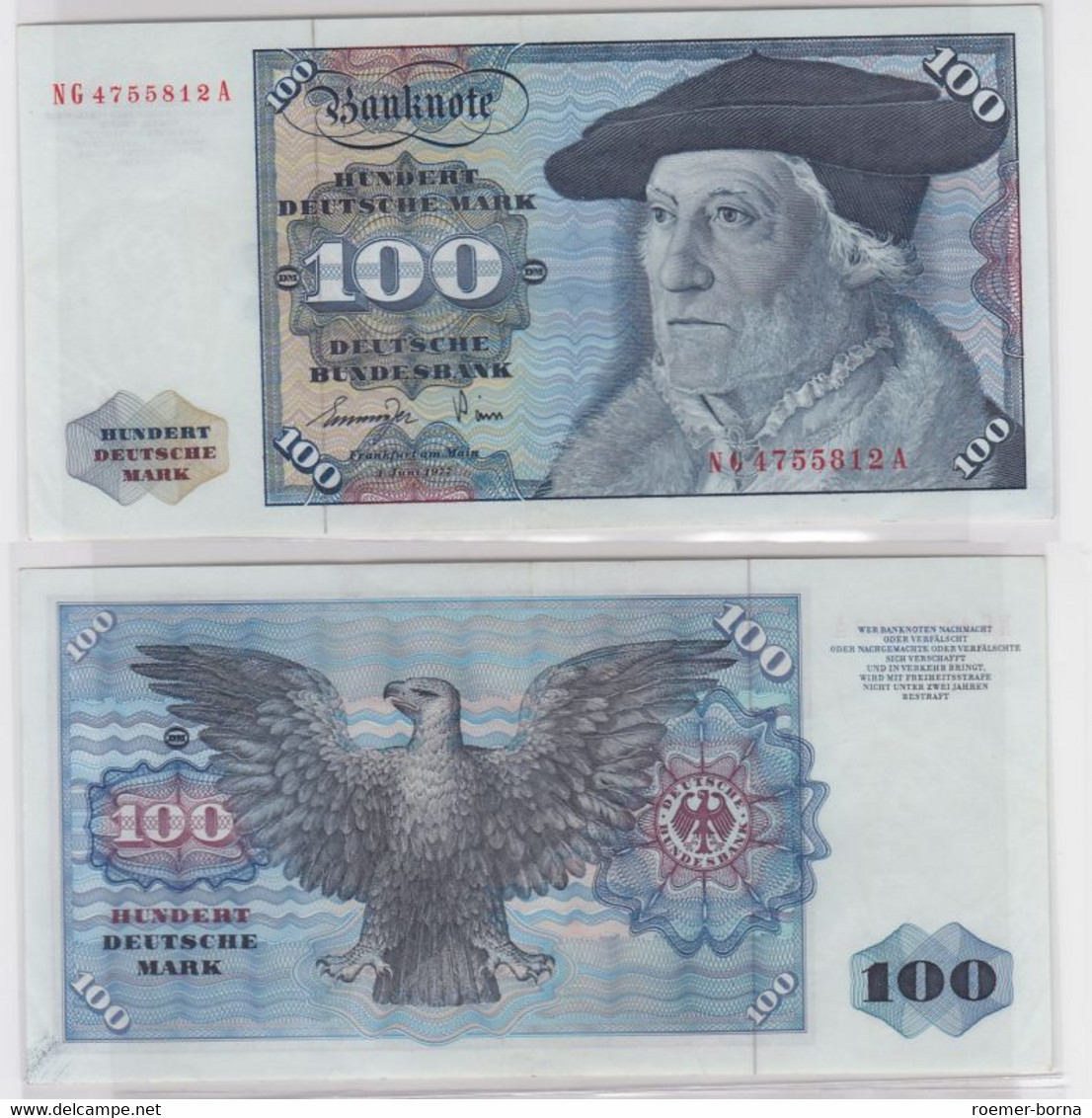 T146755 Banknote 100 DM Deutsche Mark Ro 278a Schein 1.Juni 1977 KN NG 4755812 A - 100 Deutsche Mark