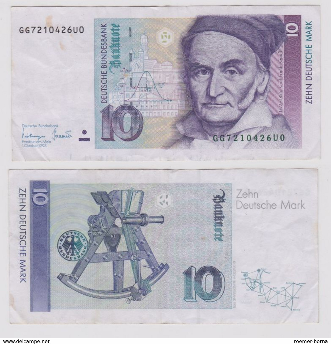 T146757 Banknote 10 DM Deutsche Mark Ro. 303a Schein 1.Okt. 1993 KN GG 7210426U0 - 10 DM