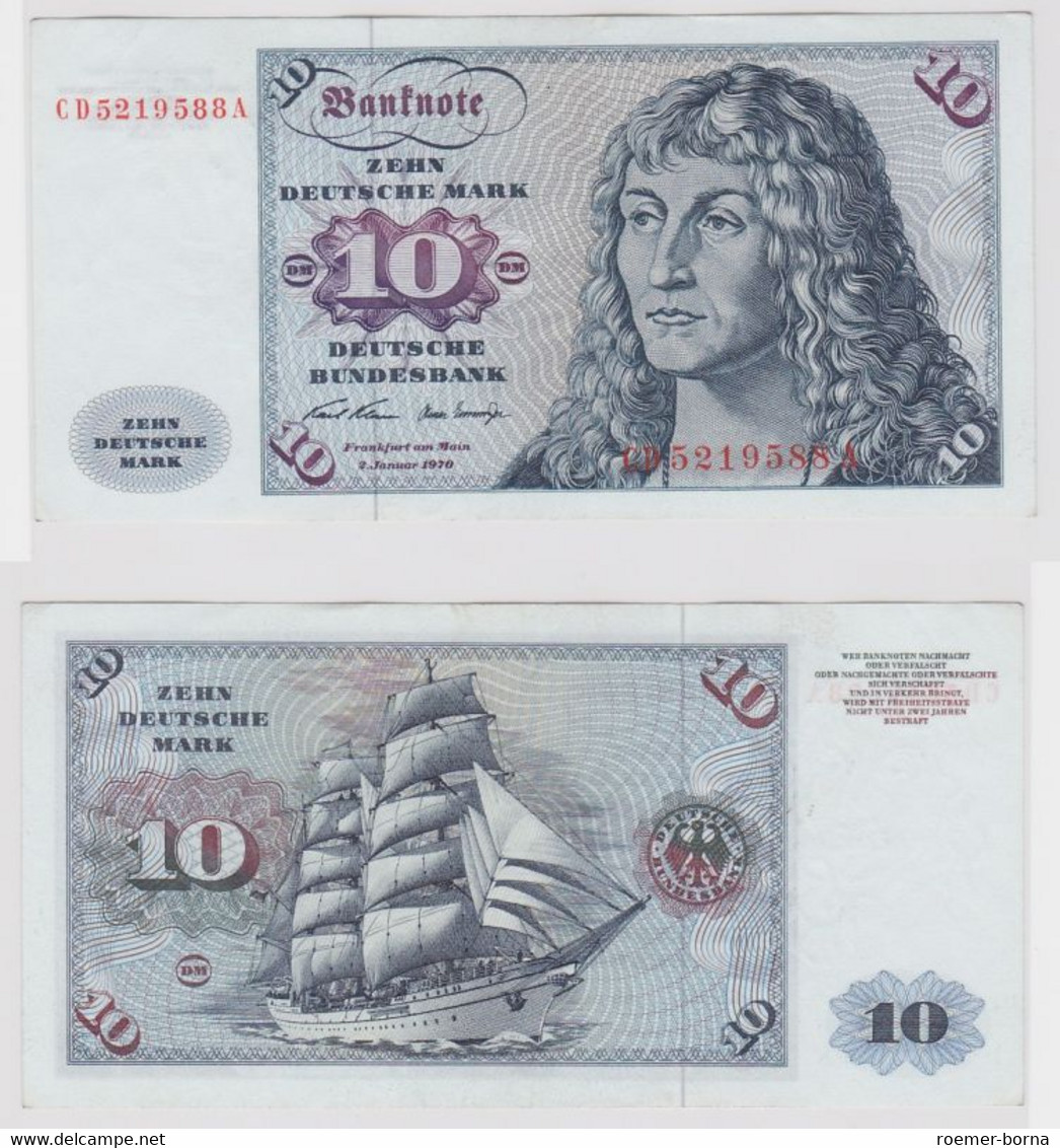 T146850 Banknote 10 DM Deutsche Mark Ro. 270a Schein 2.Jan. 1970 KN CD 5219588 A - 10 DM