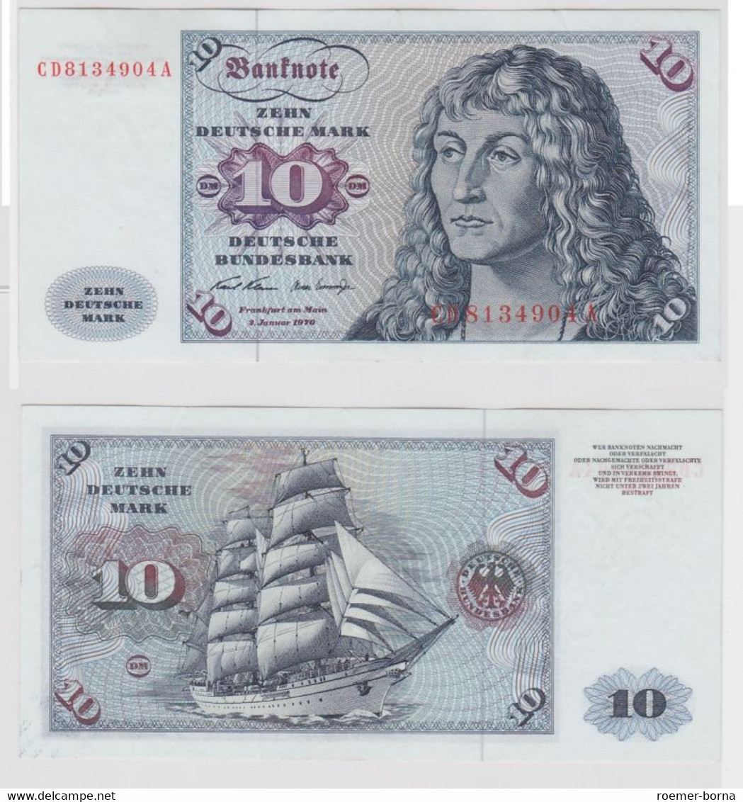 T146857 Banknote 10 DM Deutsche Mark Ro. 270a Schein 2.Jan. 1970 KN CD 8134904 A - 10 Deutsche Mark