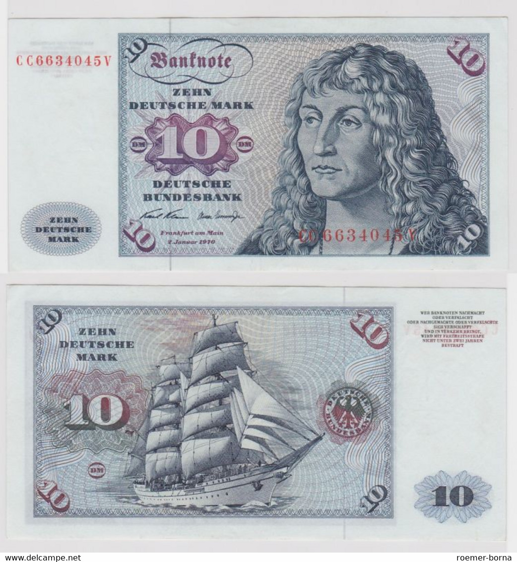 T146858 Banknote 10 DM Deutsche Mark Ro. 270a Schein 2.Jan. 1970 KN CC 6634045 V - 10 Deutsche Mark