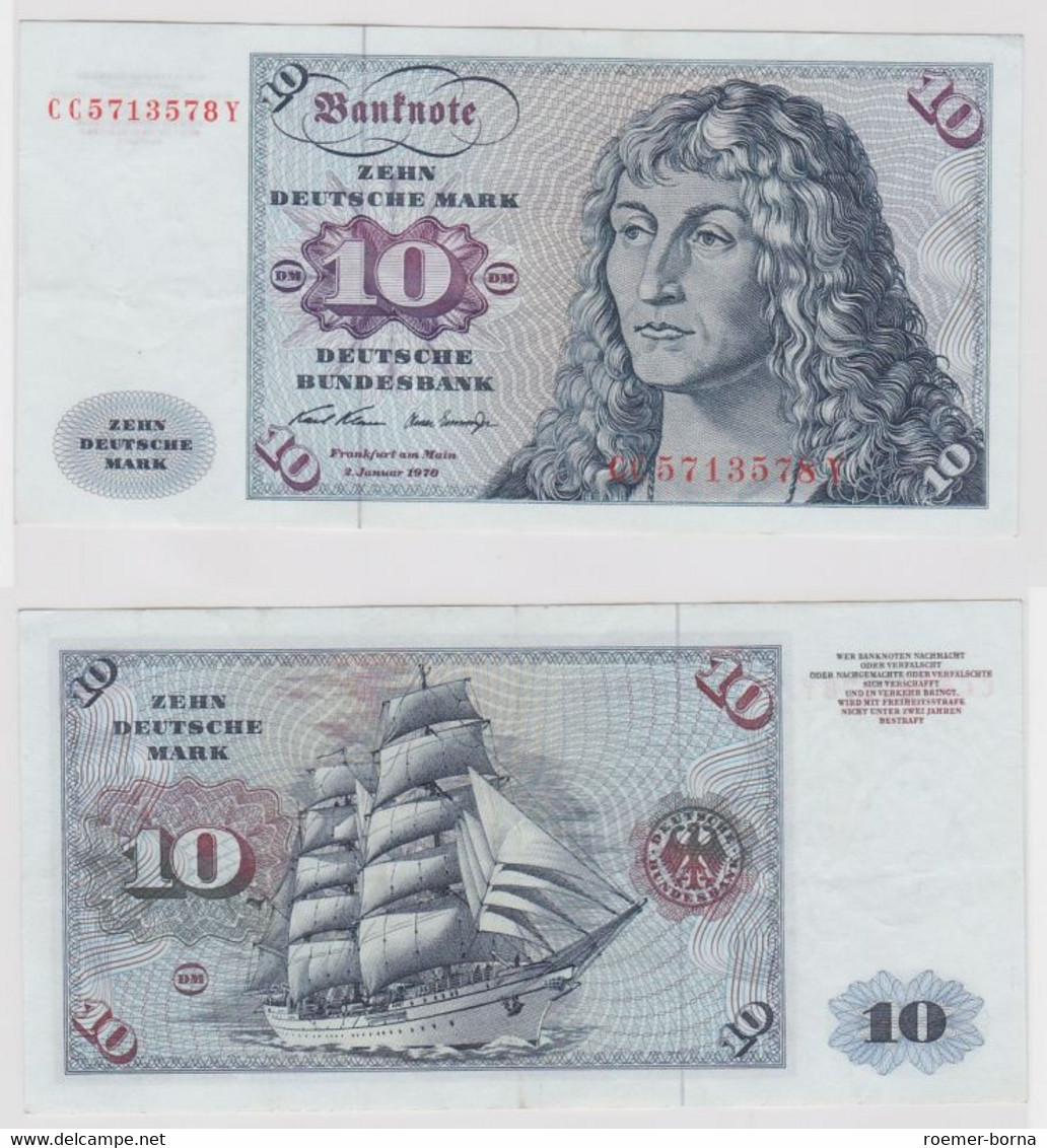 T146874 Banknote 10 DM Deutsche Mark Ro. 270a Schein 2.Jan. 1970 KN CC 5713578 Y - 10 Deutsche Mark