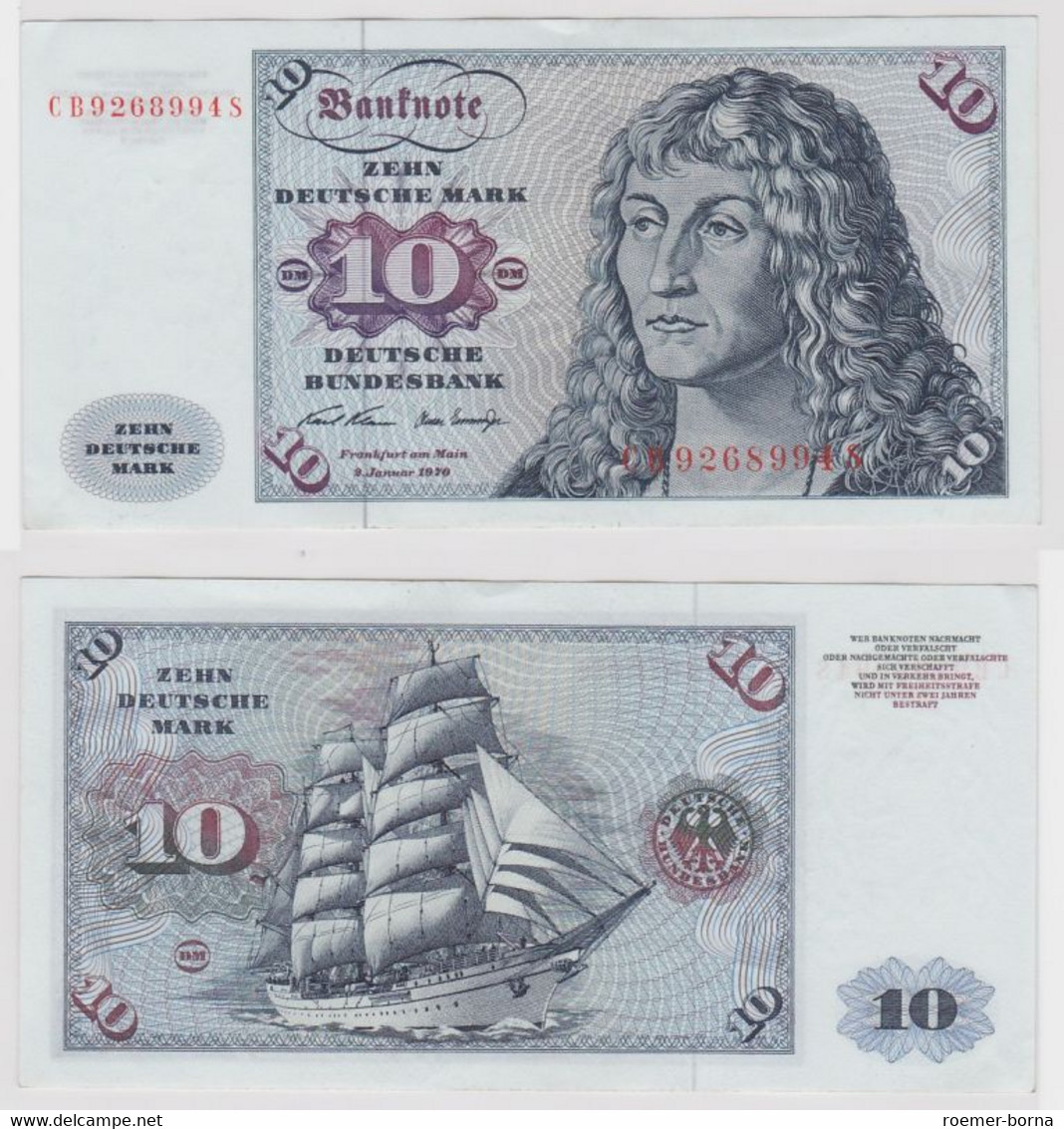 T146880 Banknote 10 DM Deutsche Mark Ro. 270a Schein 2.Jan. 1970 KN CB 9268994 S - 10 Deutsche Mark