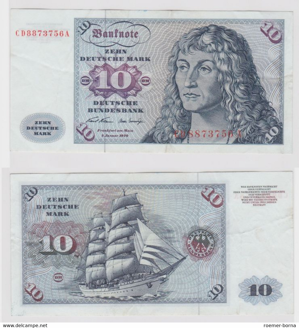 T146881 Banknote 10 DM Deutsche Mark Ro. 270a Schein 2.Jan. 1970 KN CD 8873756 A - 10 DM