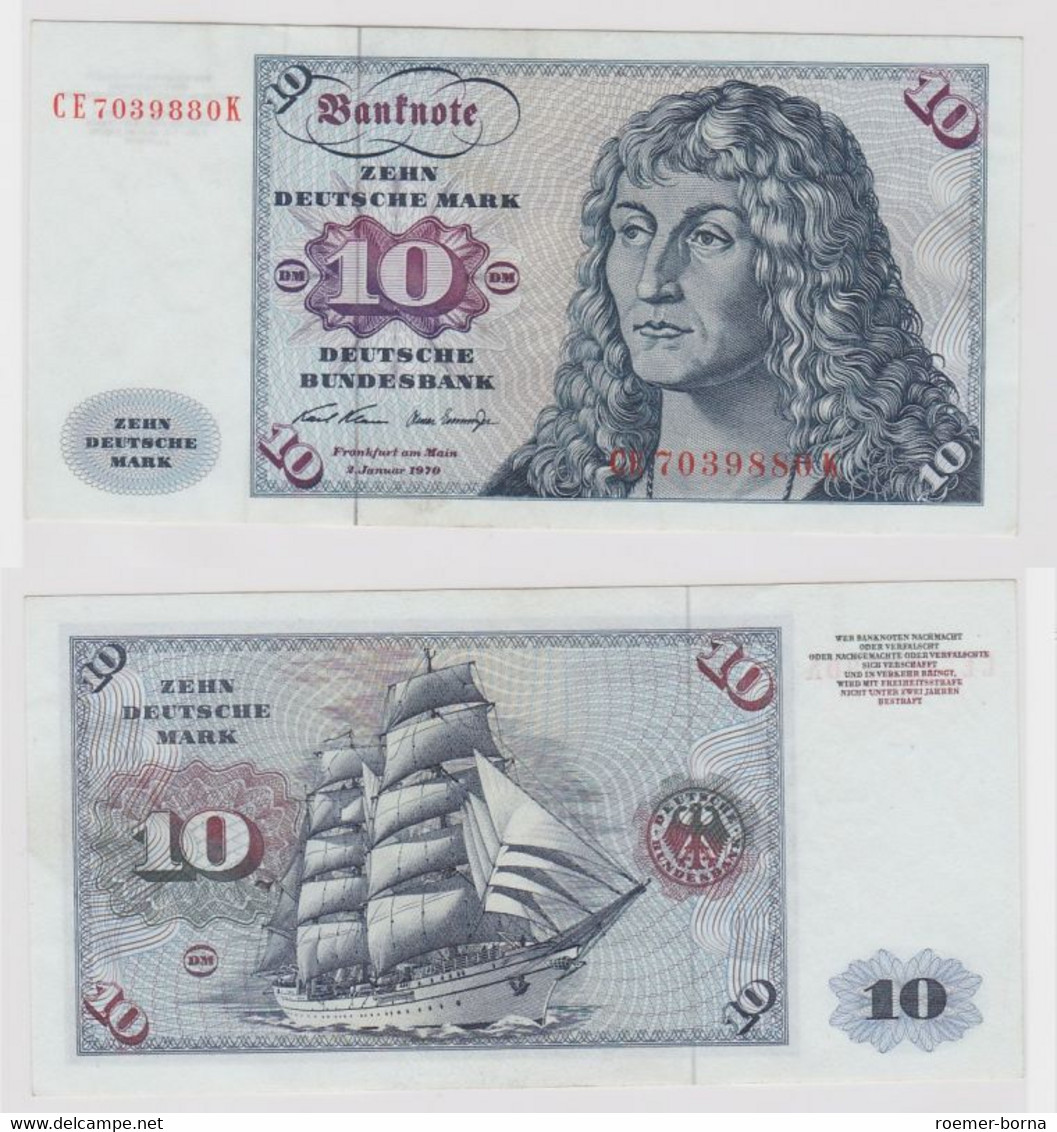 T146884 Banknote 10 DM Deutsche Mark Ro. 270b Schein 2.Jan. 1970 KN CE 7039880 K - 10 Deutsche Mark